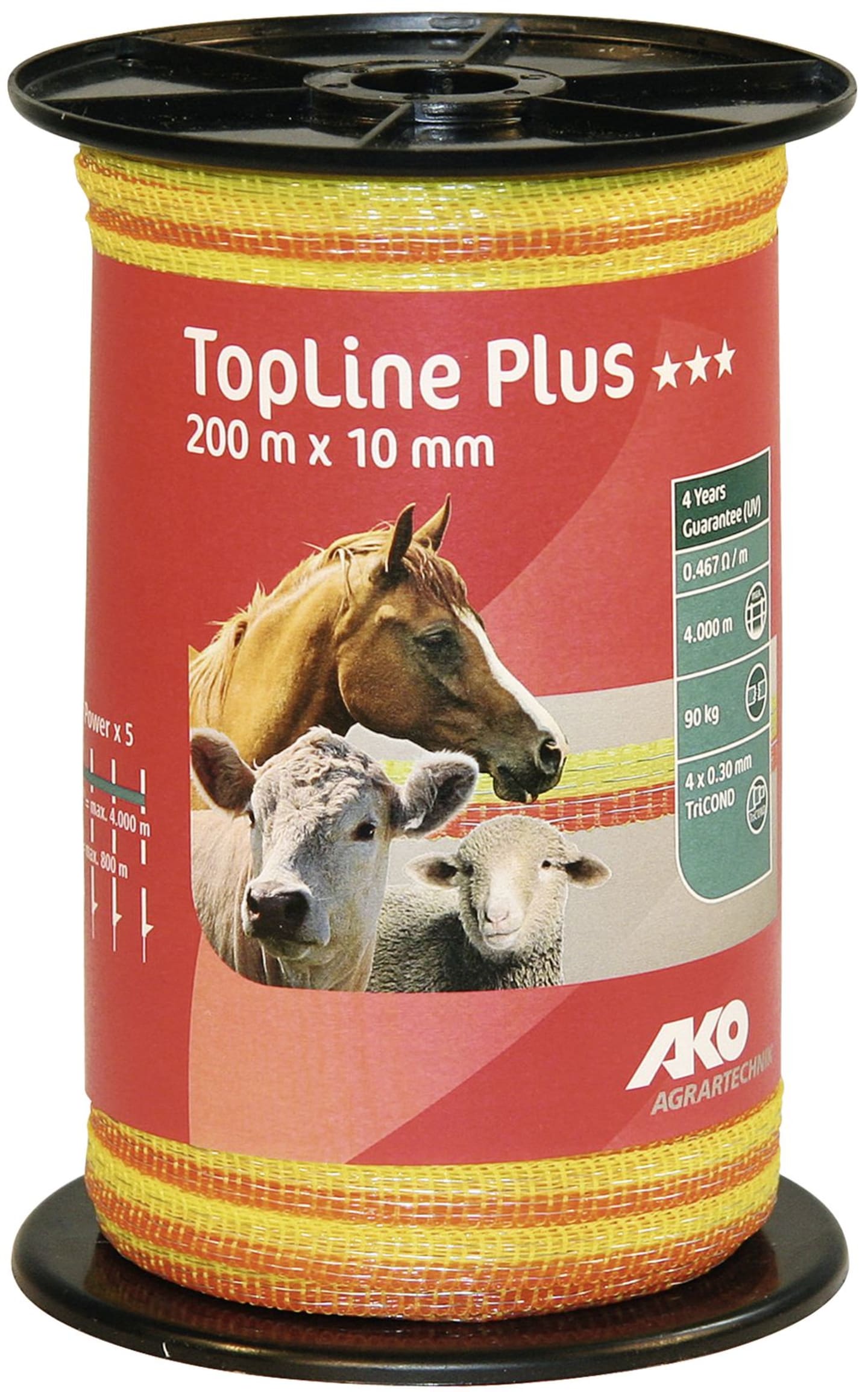 Ako Breitband "TopLine plus" 10 mm/200 m gelb; orange, 449568