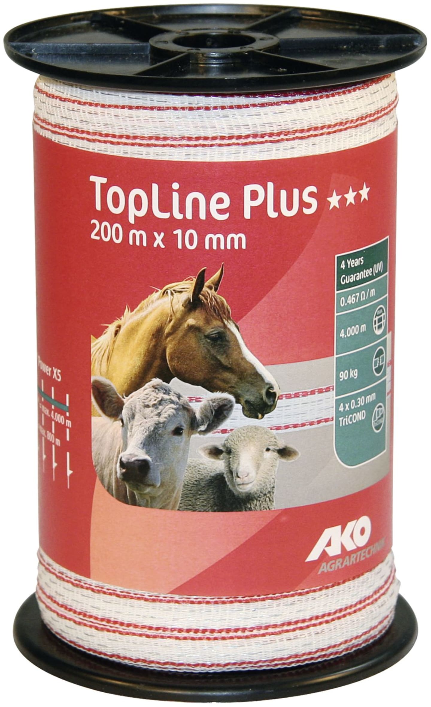 Ako Breitband "TopLine plus" 10 mm/200 m weiß; rot, 4491504