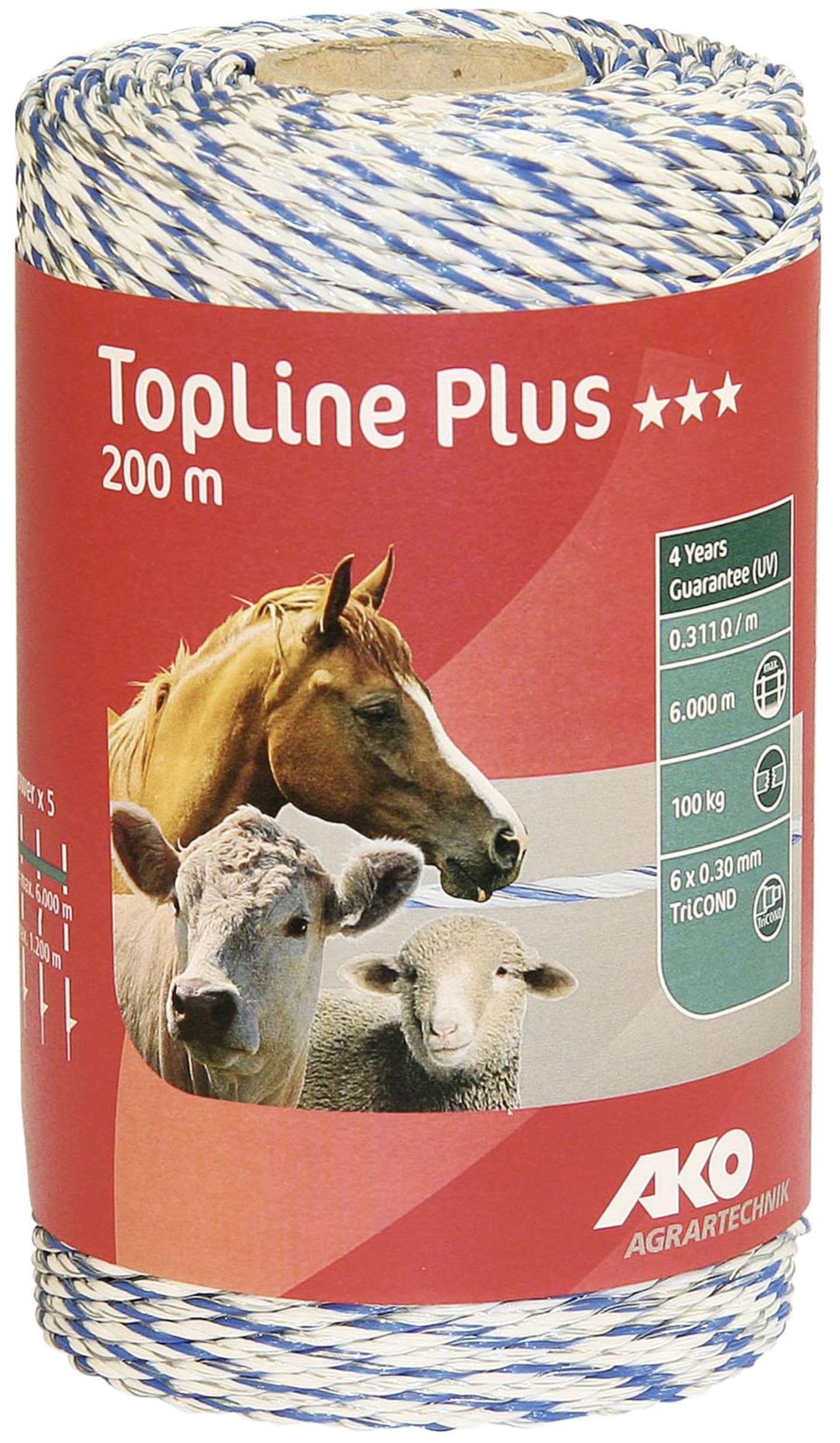 Ako Litze "TopLine plus" weiß; blau 200 m, 4491558