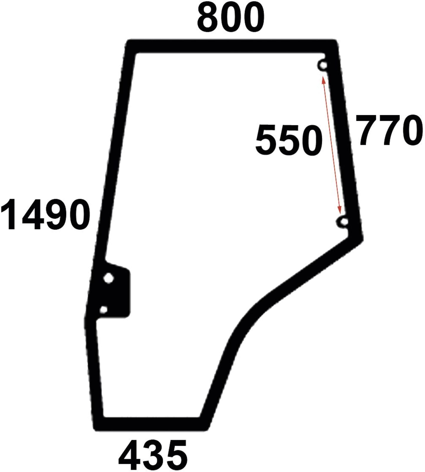 Türscheibe, grün, links, Siebdruck, für Massey Ferguson 5000, 6000, 7000, 8000