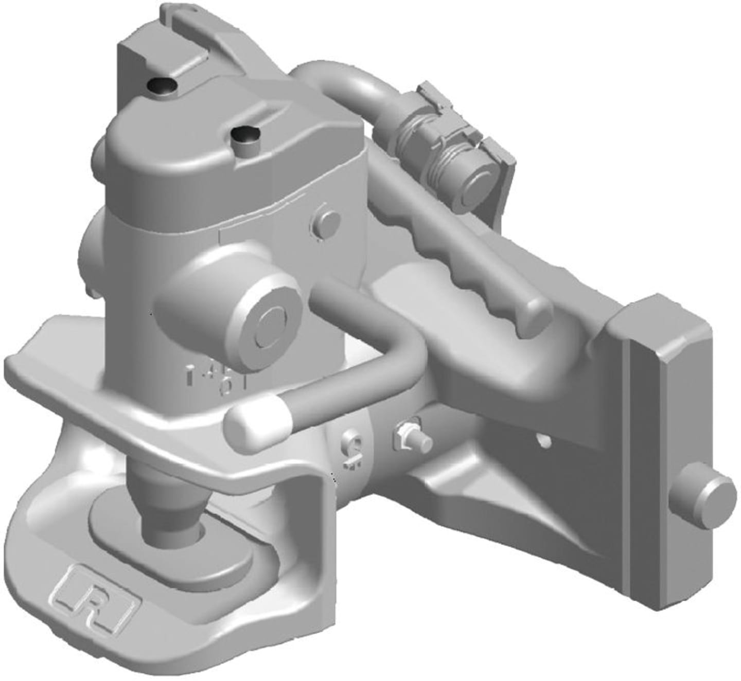 Rockinger Zugmaul "RO873D" automatisch mit tieferen Maulgrund und Adapterplatte, 390/25/32 mm, Ø Bolzen 36 mm, schwarz, RO873D90301
