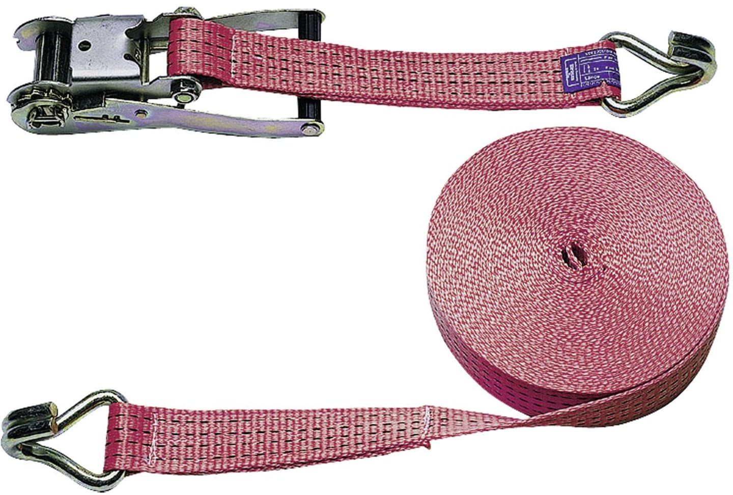 KERBL Zurrgurt 8 m x 50 mm, 2-teilig, Spitzhaken, Ratsche, rot, 37170