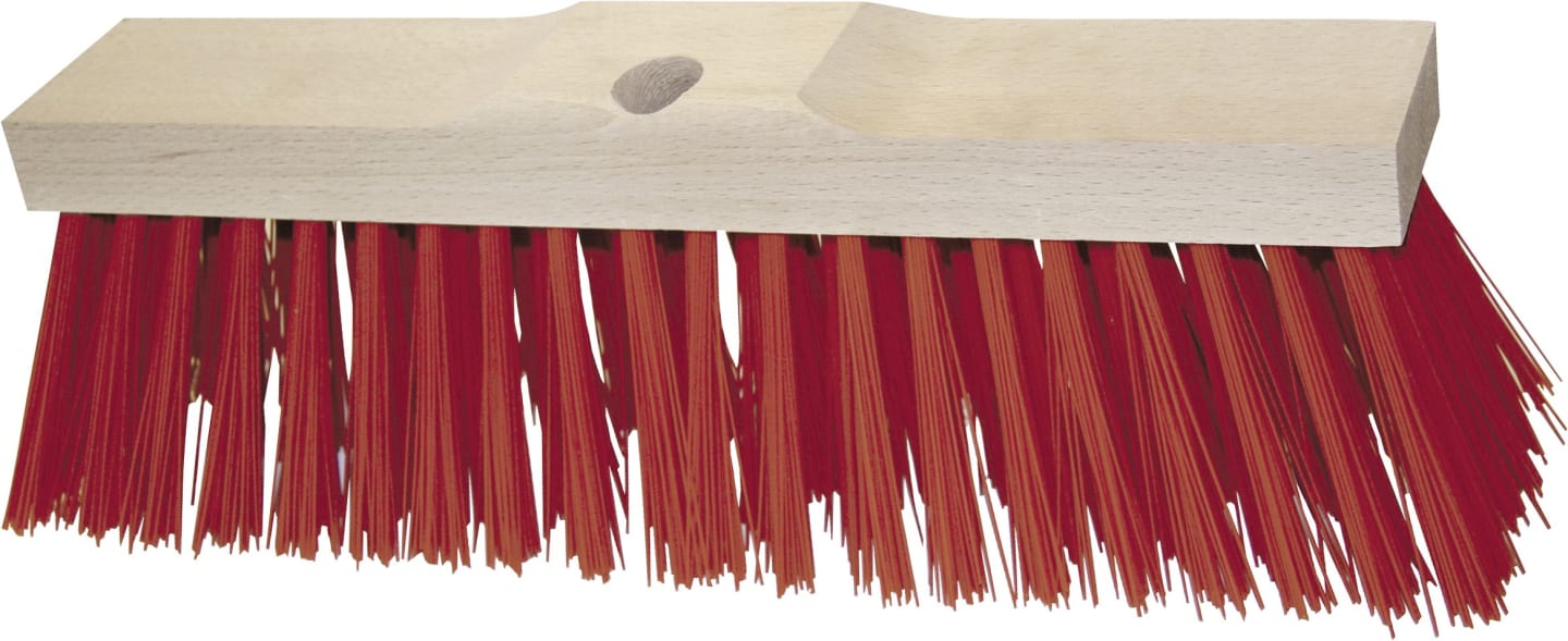 KERBL Straßenbesen Elastan, rot, Rücken Holz, verstärkt, mit Bohrung