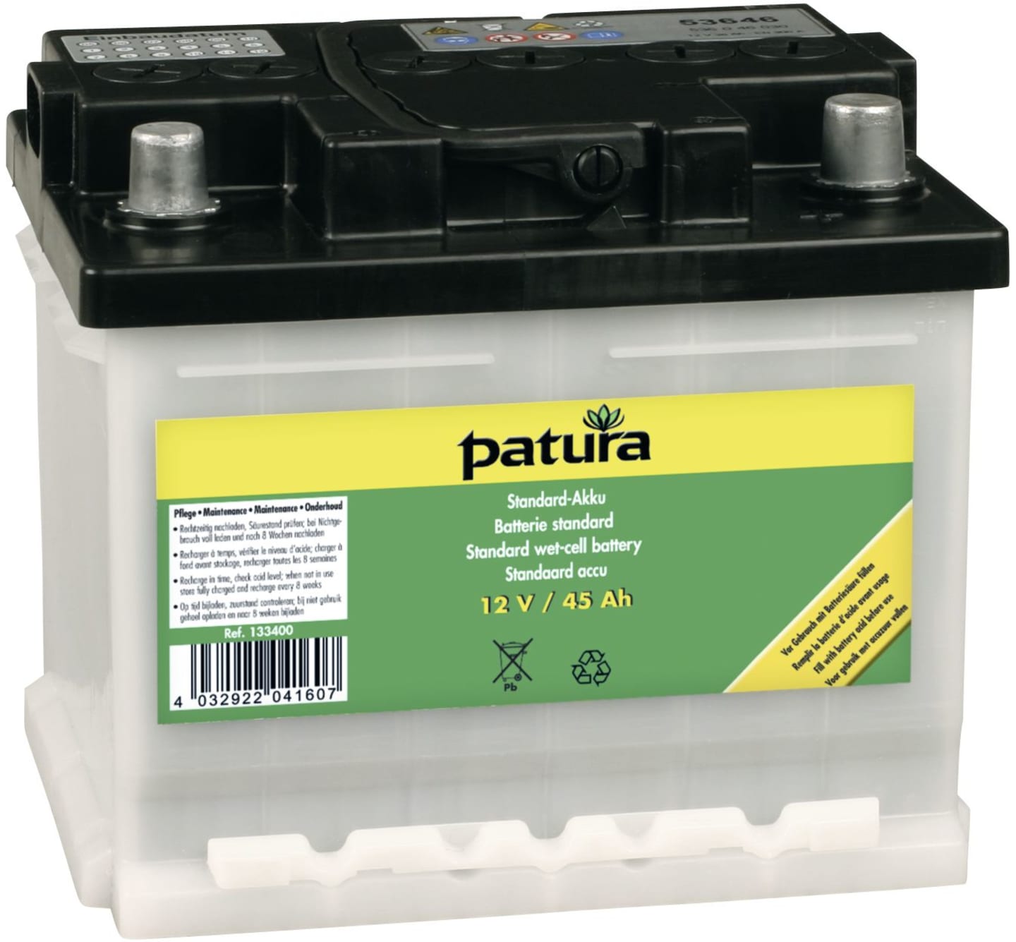 Patura Weidezaunbatterie "Standard" 12 V Blei/Säure, für Weidezaungeräte, 133500