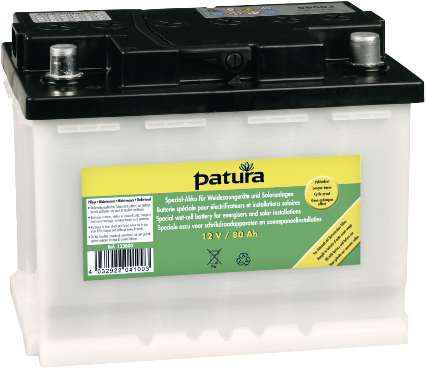 Patura Weidezaunbatterie "Spezial" 12 V Blei/Säure, für Weidezaungeräte und Solaranlagen