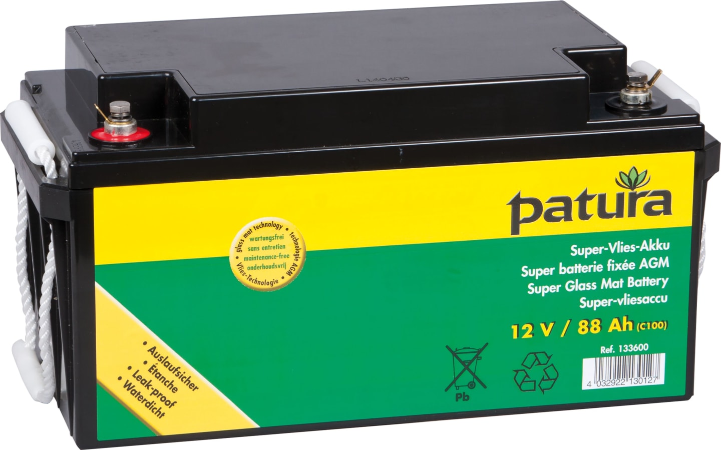 Patura Weidezaunbatterie "Super-Vlies" 12 V AGM, für Weidezaungeräte, 133600