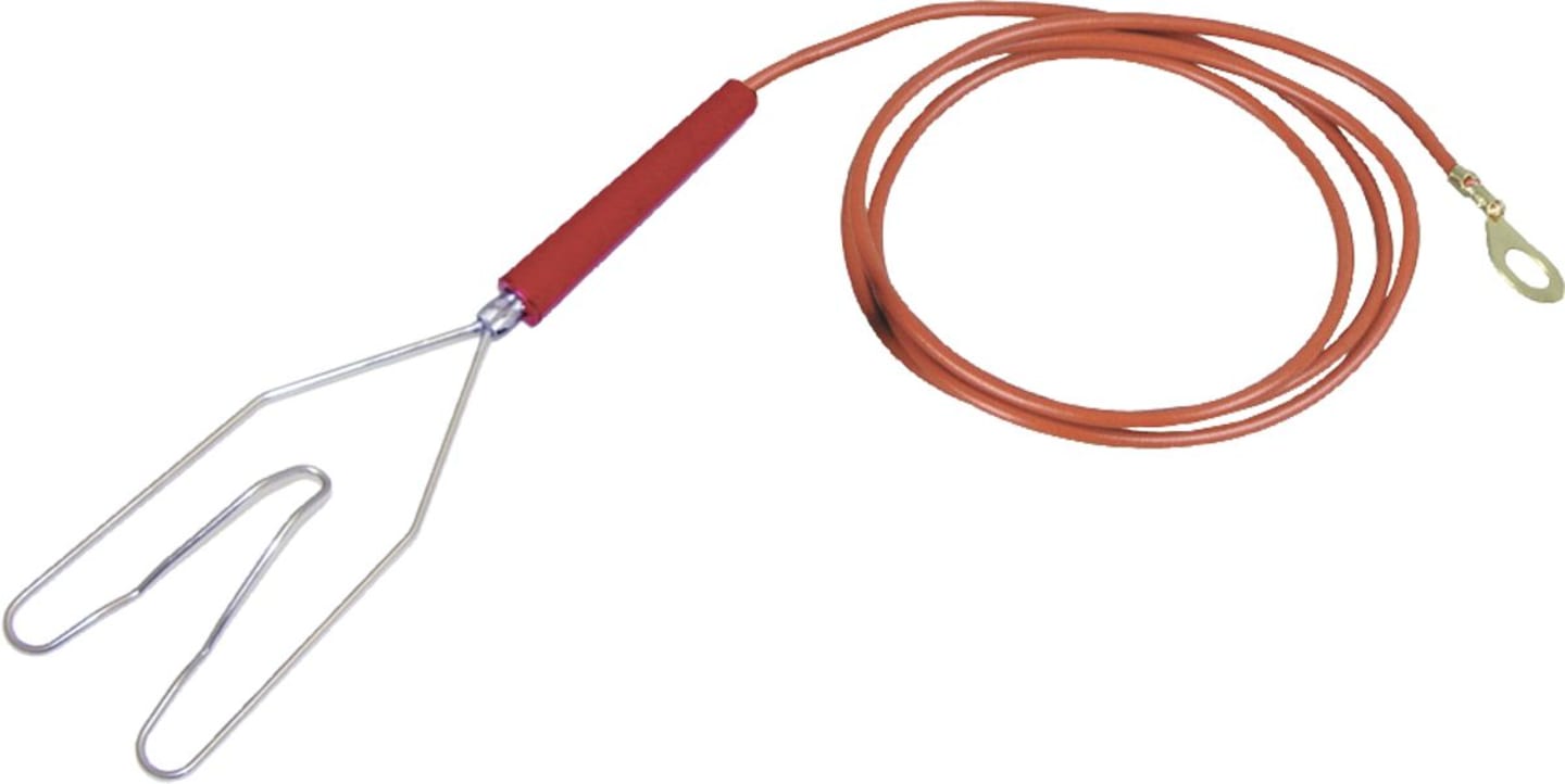 Patura Zaunanschlusskabel für Verbindung Weidezaungerät/Zaun, 8-mm-Öse und Herzklemme für Draht, Litze, Seil, Breitband bis 40 mm, rot, 100201
