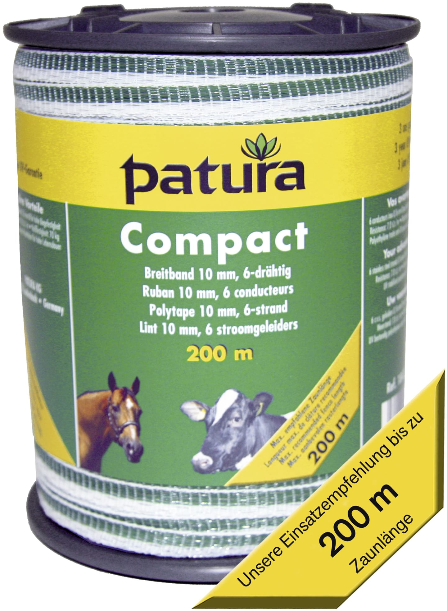 Patura Breitband "Compact" weiß; grün 10 mm/200 m, 184200