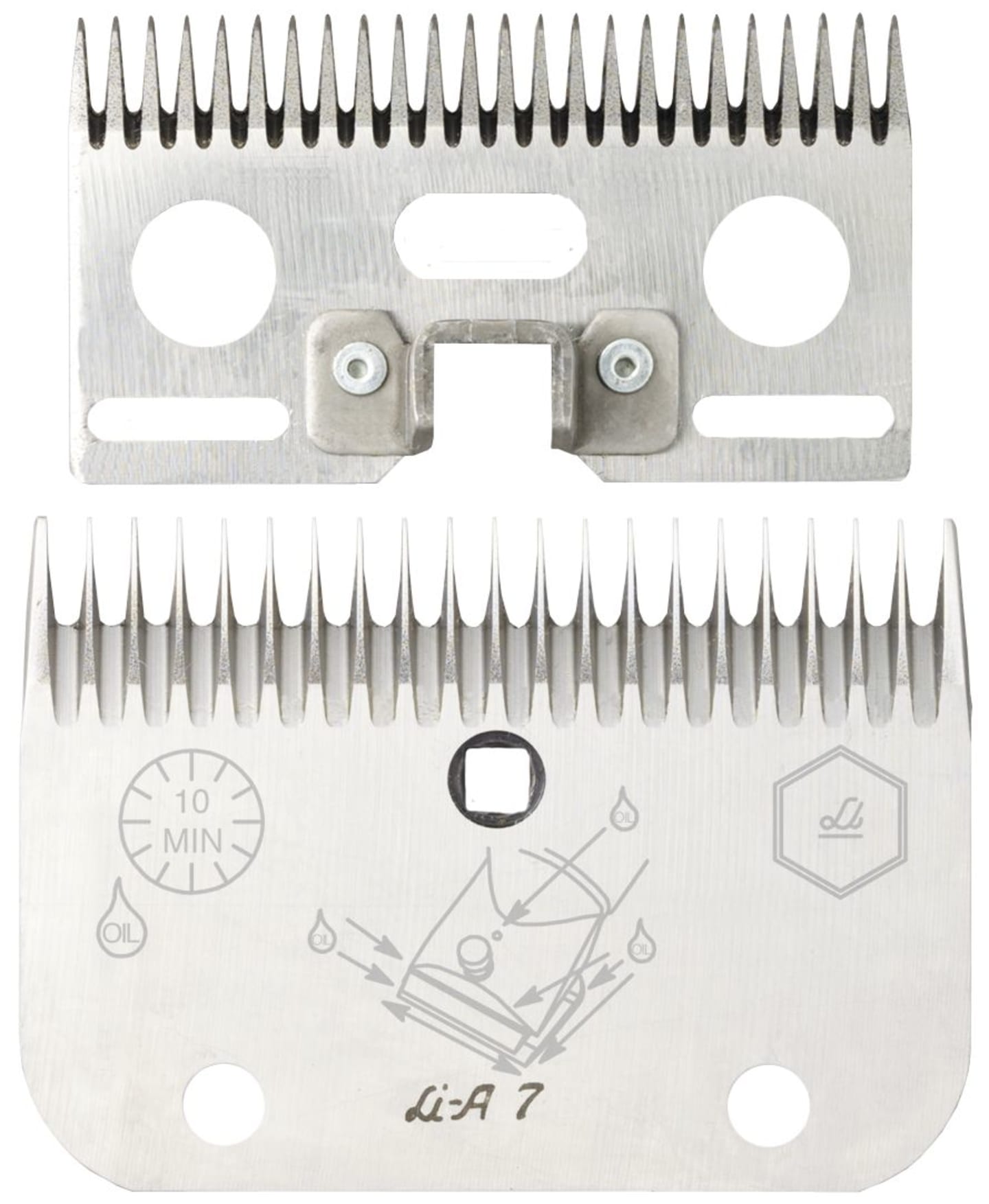 Lister Schermessersatz "LI A 7" Ober-/Untermesser mit 19/21 Zähnen, Scherkopf I, II, für Hunde, 15-0202000