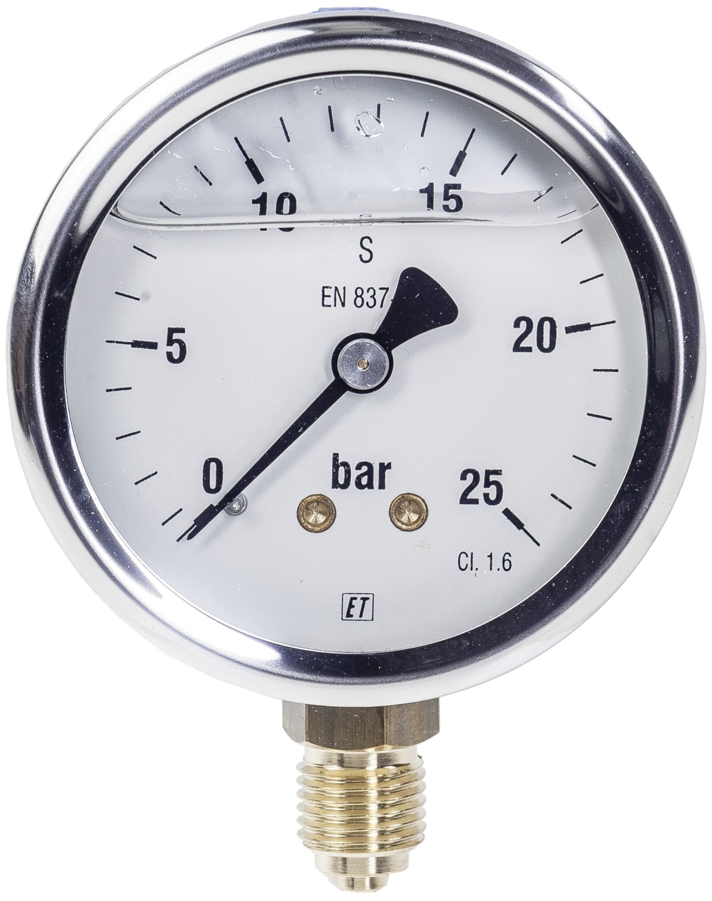 Hücobi Glyzerin-Manometer, Anschluss 1/4" unten, 0 bis 25 bar, 8128 006025