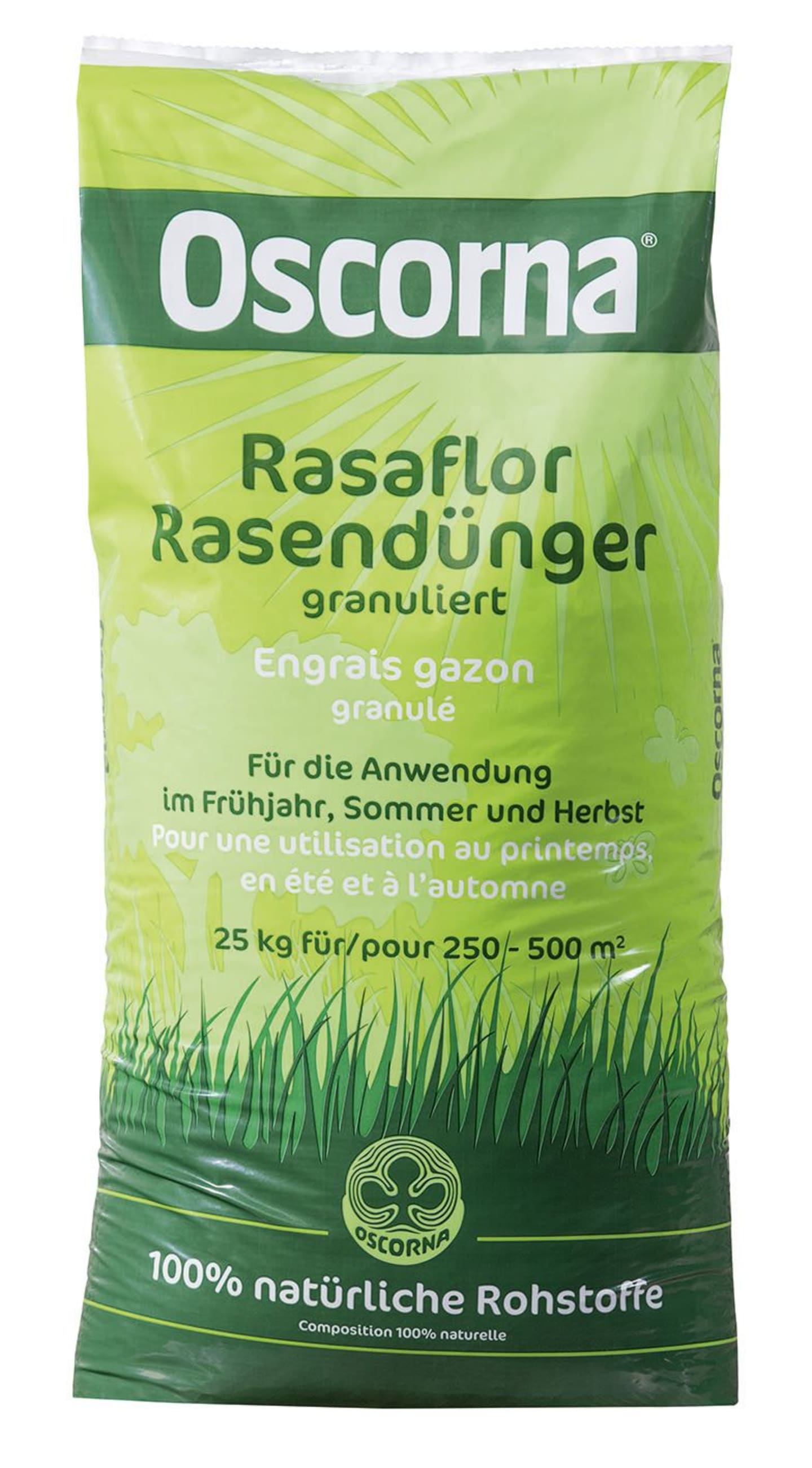 Oscorna® Rasaflor NPK 8+4+5 Rasendünger für Frühjahr, Sommer und Herbst 25 kg Sack Granulat