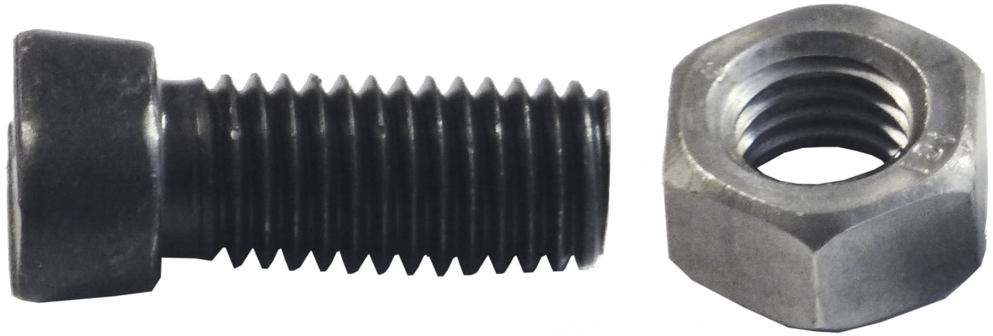 Scharschraube M 12 x 35 - 12.9, Konus, 2 flache Seiten, mit Mutter, für Rabe Streifenkörper, Vollkörper, Einlegestreichbleche