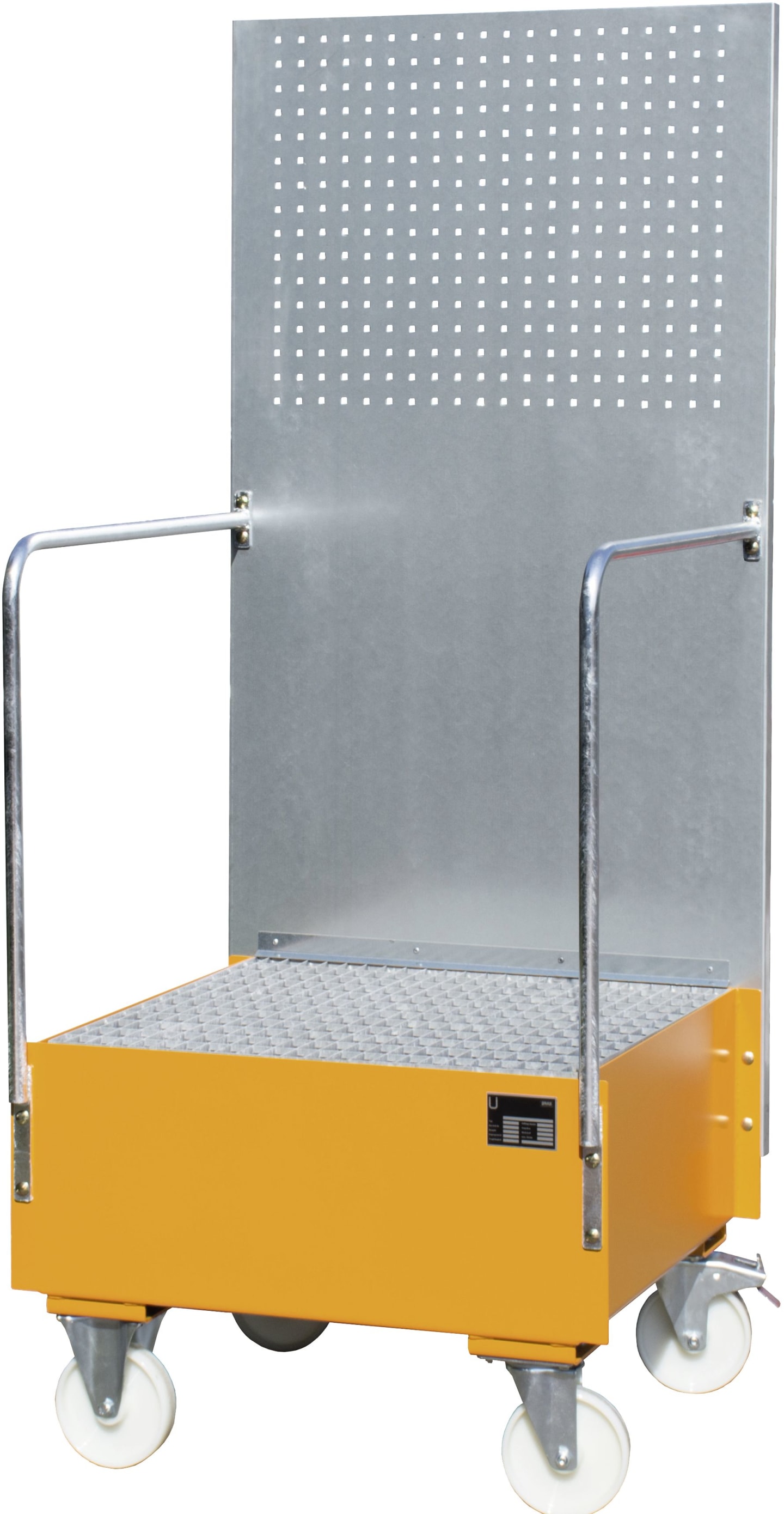 BAUER® SÜDLOHN Auffangwanne "LPW 200-1", für 1 x 200 l Faß, lackiert, fahrbar, mit Gitterrost