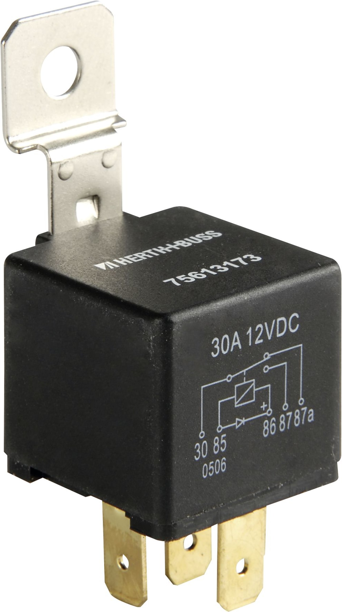 Herth + Buss Relais 12 V 20 A; 30 A, 5-polig, Wechsler, mit Diode und Haltelasche, 75 613 173
