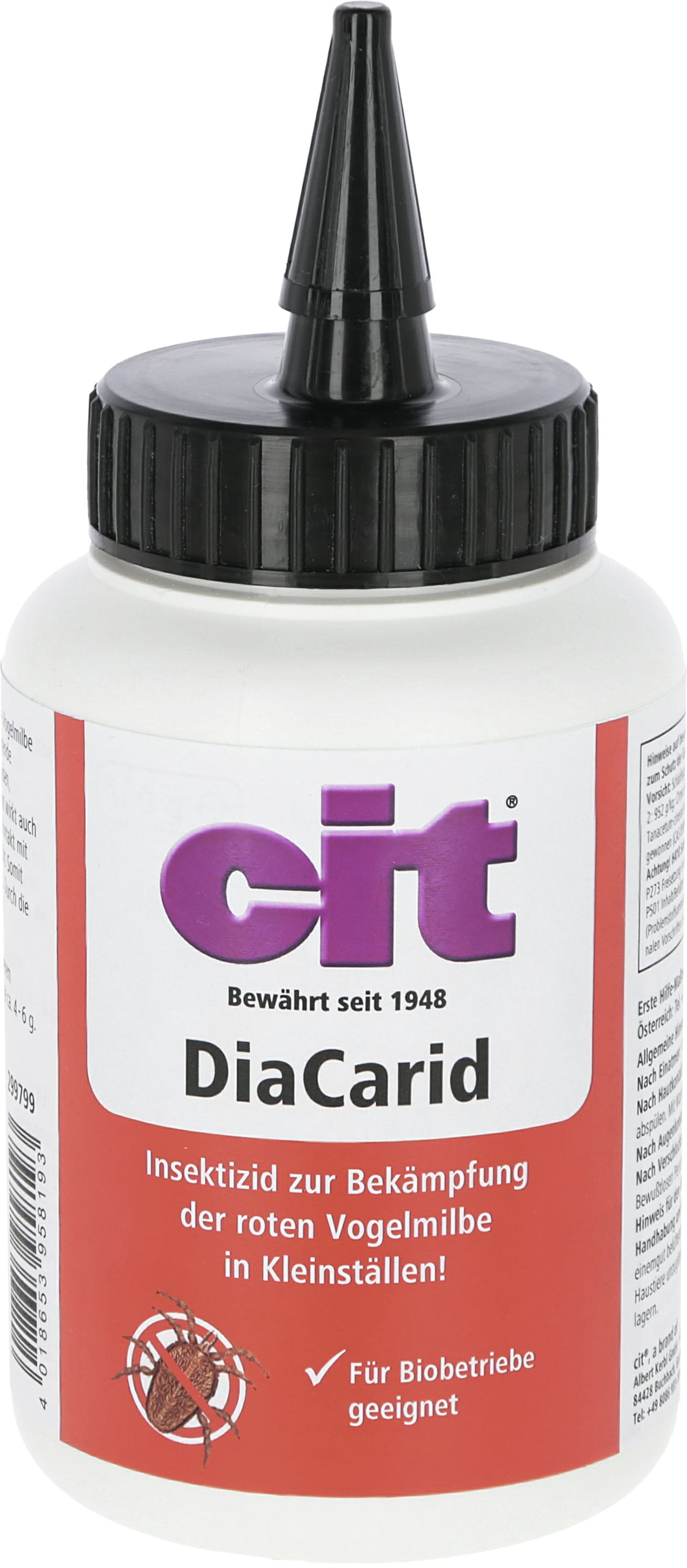 cit® Milbenpulver "DiaCarid" 100 g für die Bekämpfung roter Vogelmilben und anderer kriechenden Insekten, 299799