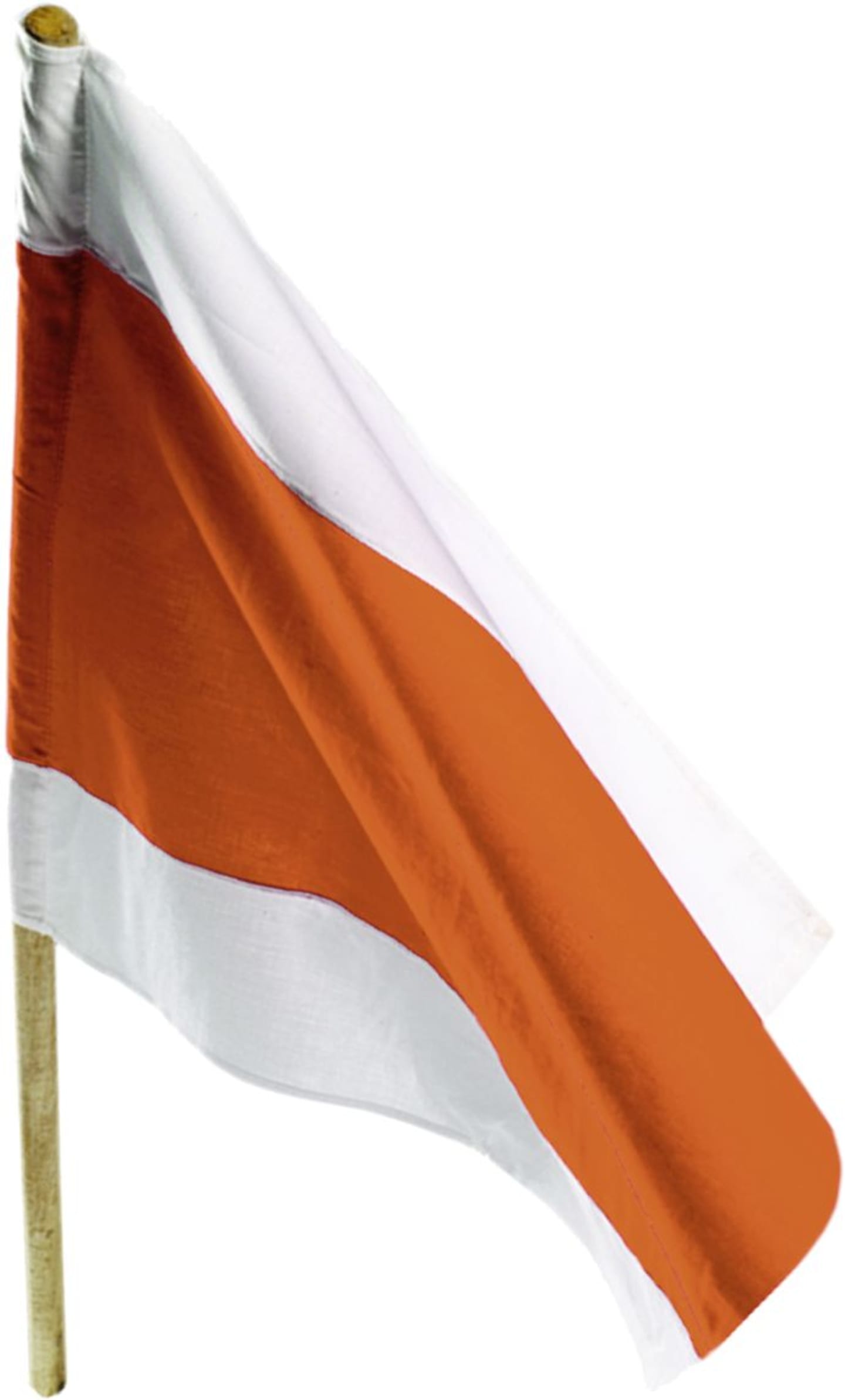 Warnflagge 500 x 500 mm weiß; orange, mit Holzstab 20 x 790 mm, für Schneepflug