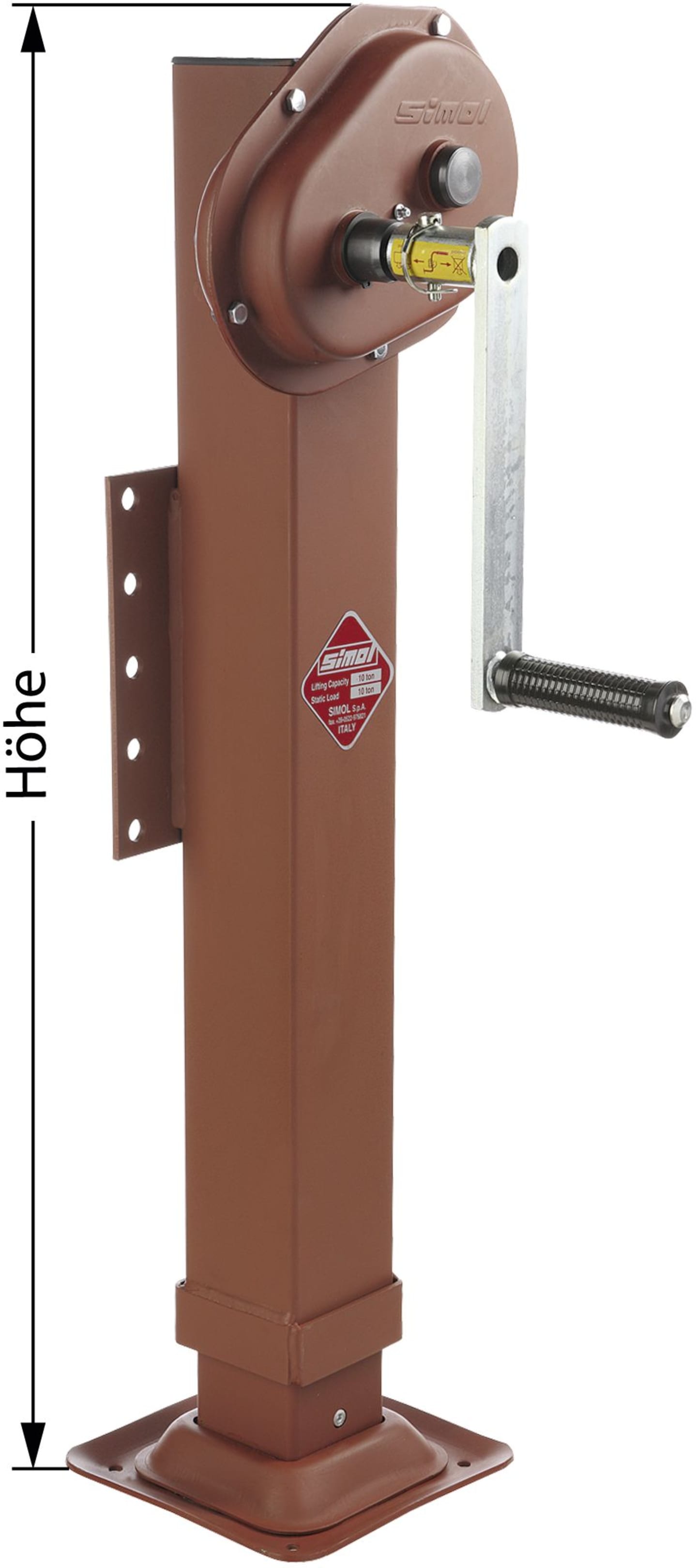Teleskop-Stützfuß Stützlast 10 t, Höhe 985 – 1.455 mm, Hub 470 mm, mit Getriebkurbel