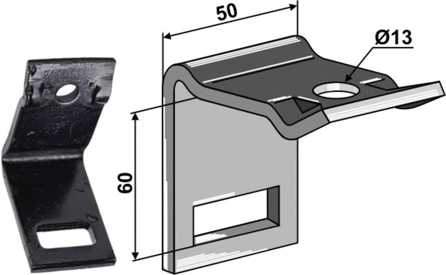 Industriehof® Zinkenhalter "D" für Federzinken 32 x 10 mm, Passender Rahmen 50 x 50 mm für universal, 1.HH17-3113
