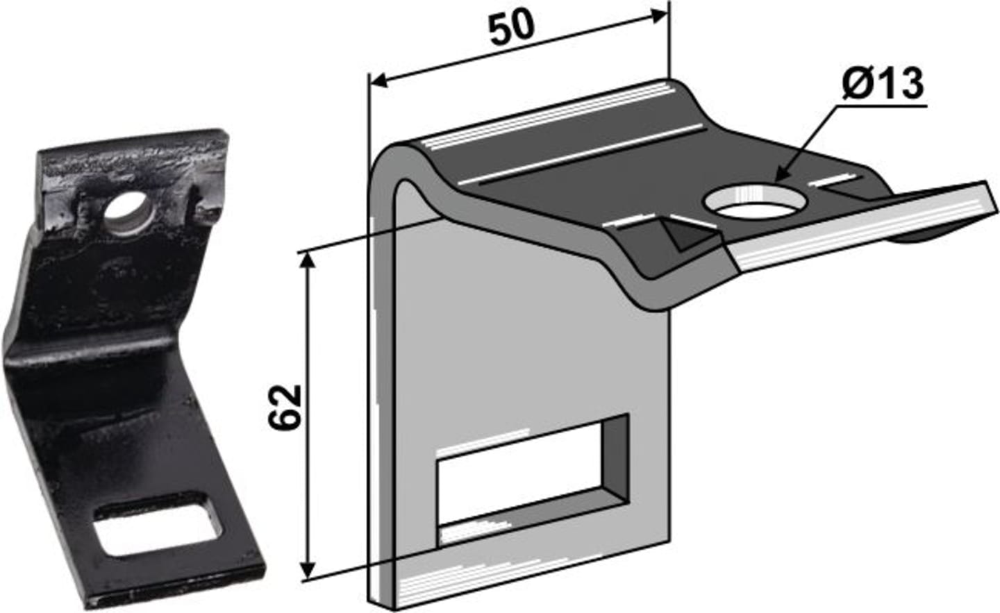Industriehof® Zinkenhalter "D" für Federzinken 32 x 12 mm, Passender Rahmen 50 x 50 mm für universal, 1.HH17-3115