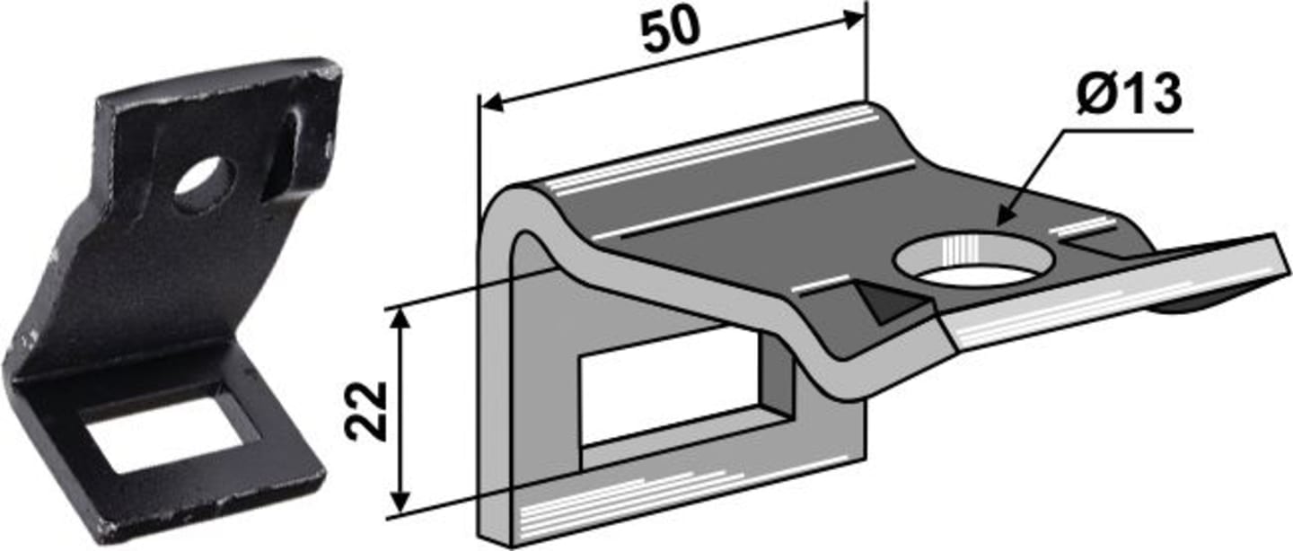 Industriehof® Zinkenhalter "D" für Federzinken 32 x 10 mm, Passender Rahmen 40 x 12 mm für universal, 1.HH17-3401