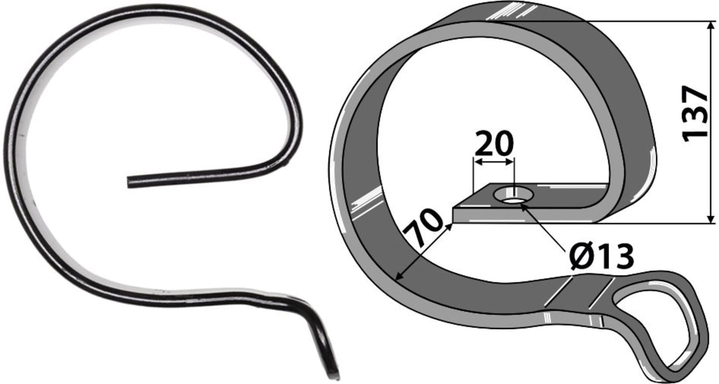 Industriehof® Verstärkungsfeder 45 x 10 mm, Ø 137 mm, für Federzinken 45 x 10 mm, 1.300821
