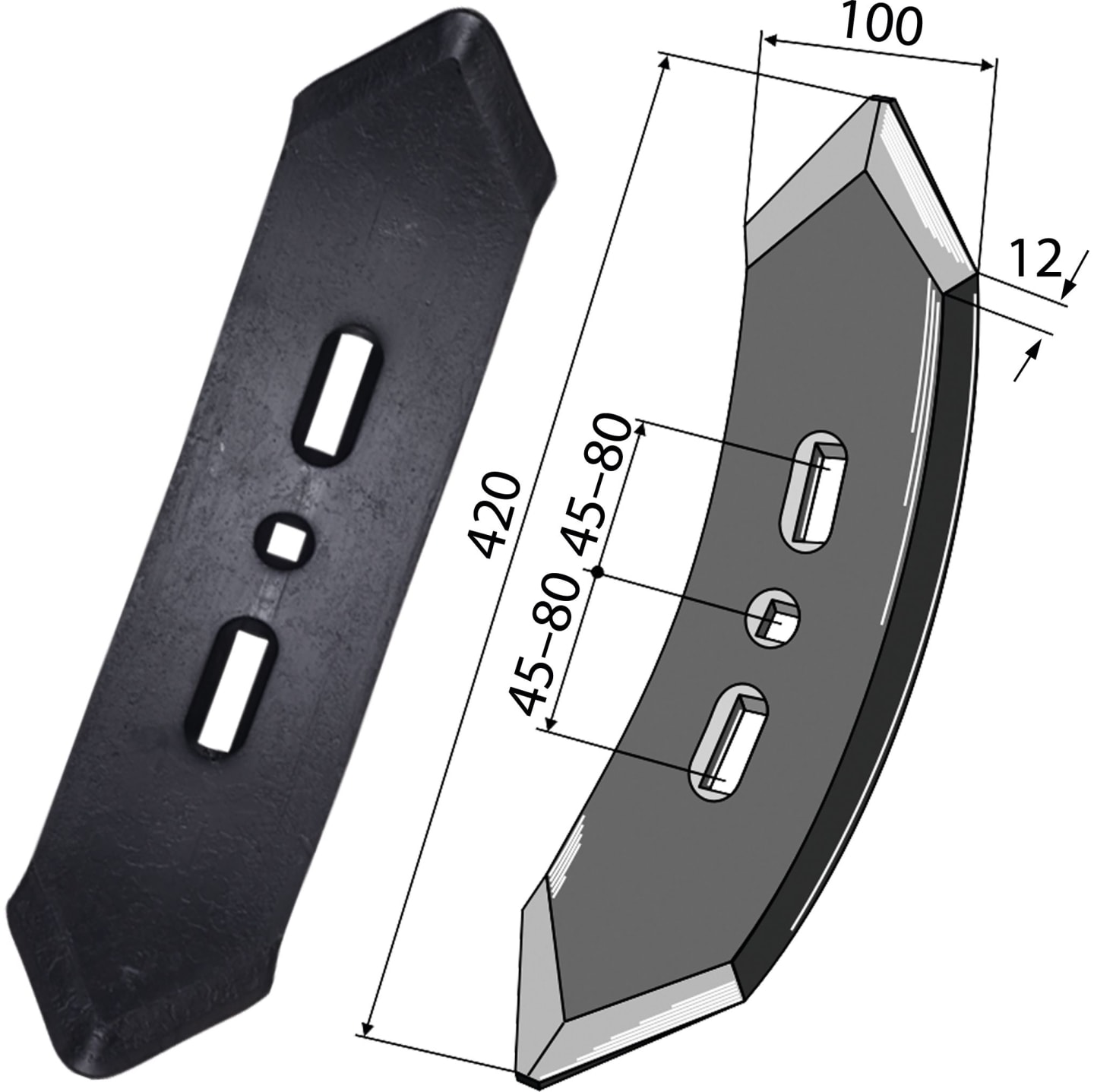 Industriehof® Vorschar 420 x 100 mm, für Zinken, Grubberstiel Einböck, Kuhn, Köckerling, Landsberg, 101.IND-165