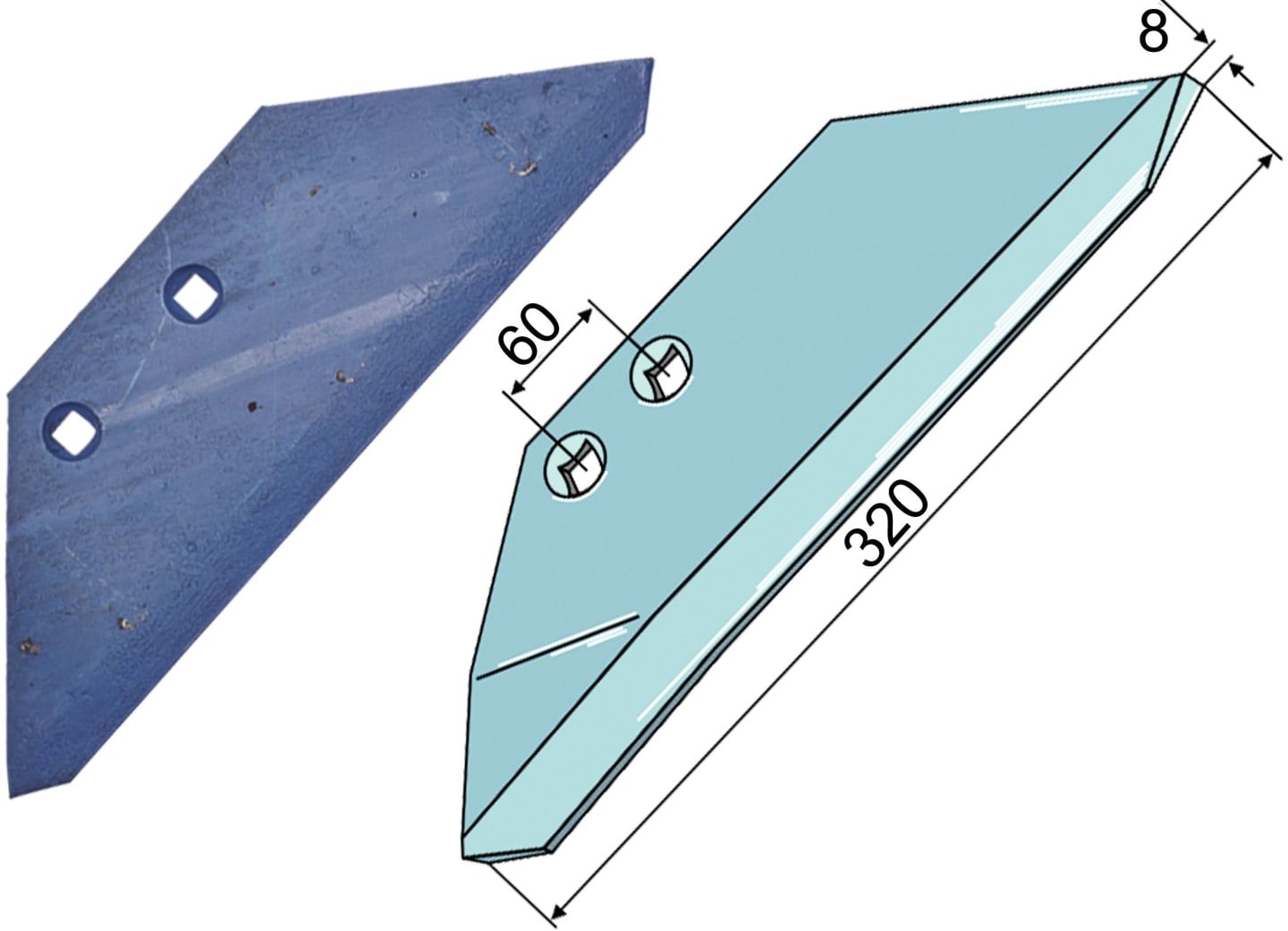 Industriehof® Scharflügel links/rechts 320 mm, für Grubber Rabe