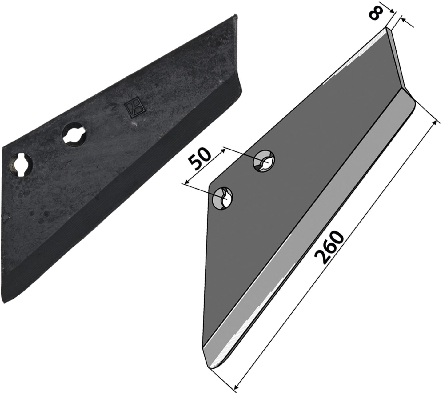 Industriehof® Scharflügel links/rechts 260 mm, für Grubber Sicam/Rau