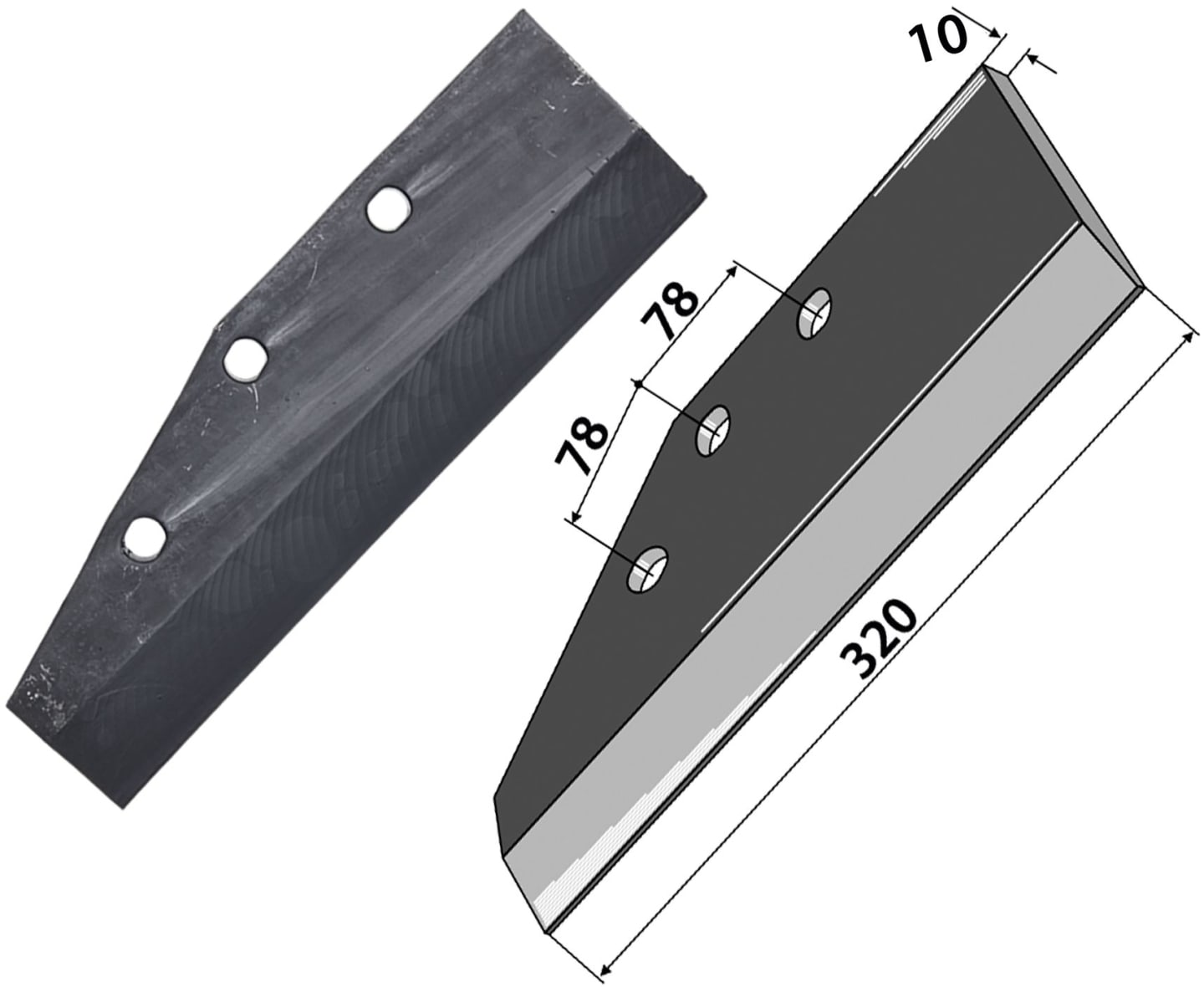 Industriehof® Scharflügel links/rechts 320 mm, für Grubber Frost, Kverneland