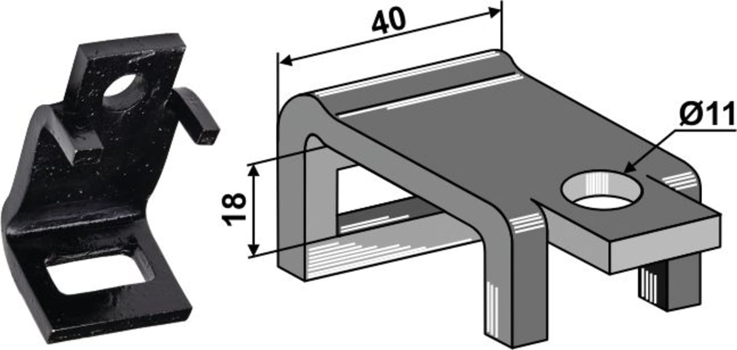 Industriehof® Zinkenhalter "B" für Federzinken 25 x 8 mm, Passender Rahmen 40 x 10 mm für universal, 2.HH30
