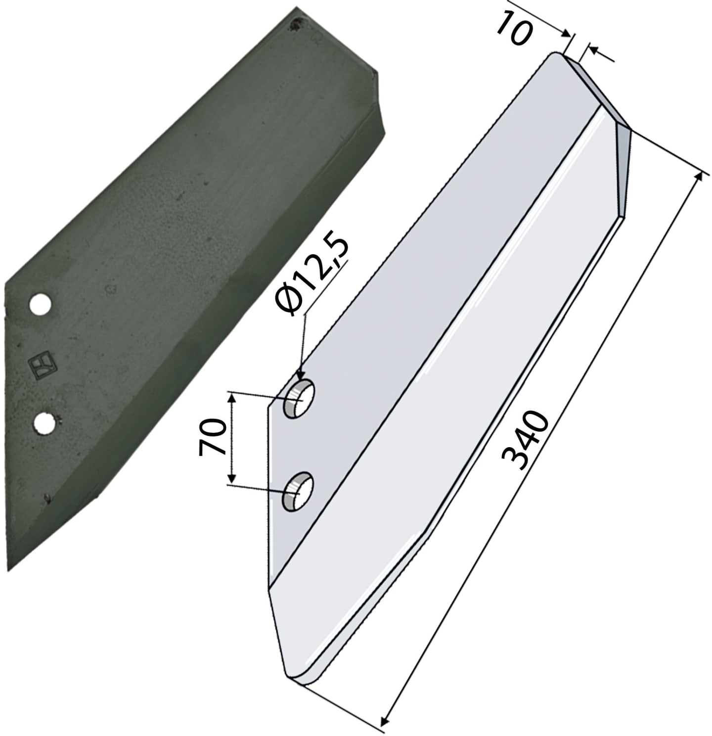 Industriehof® Scharflügel links/rechts 340 mm, für Grubber Lemken Topas