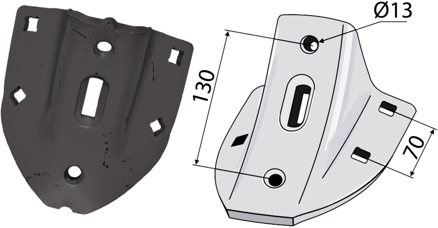 Industriehof® Scharfuß Abstand Bohrungen 70 – 130 mm für Grubber Amazone/BBG, Lemken, 101.4679105