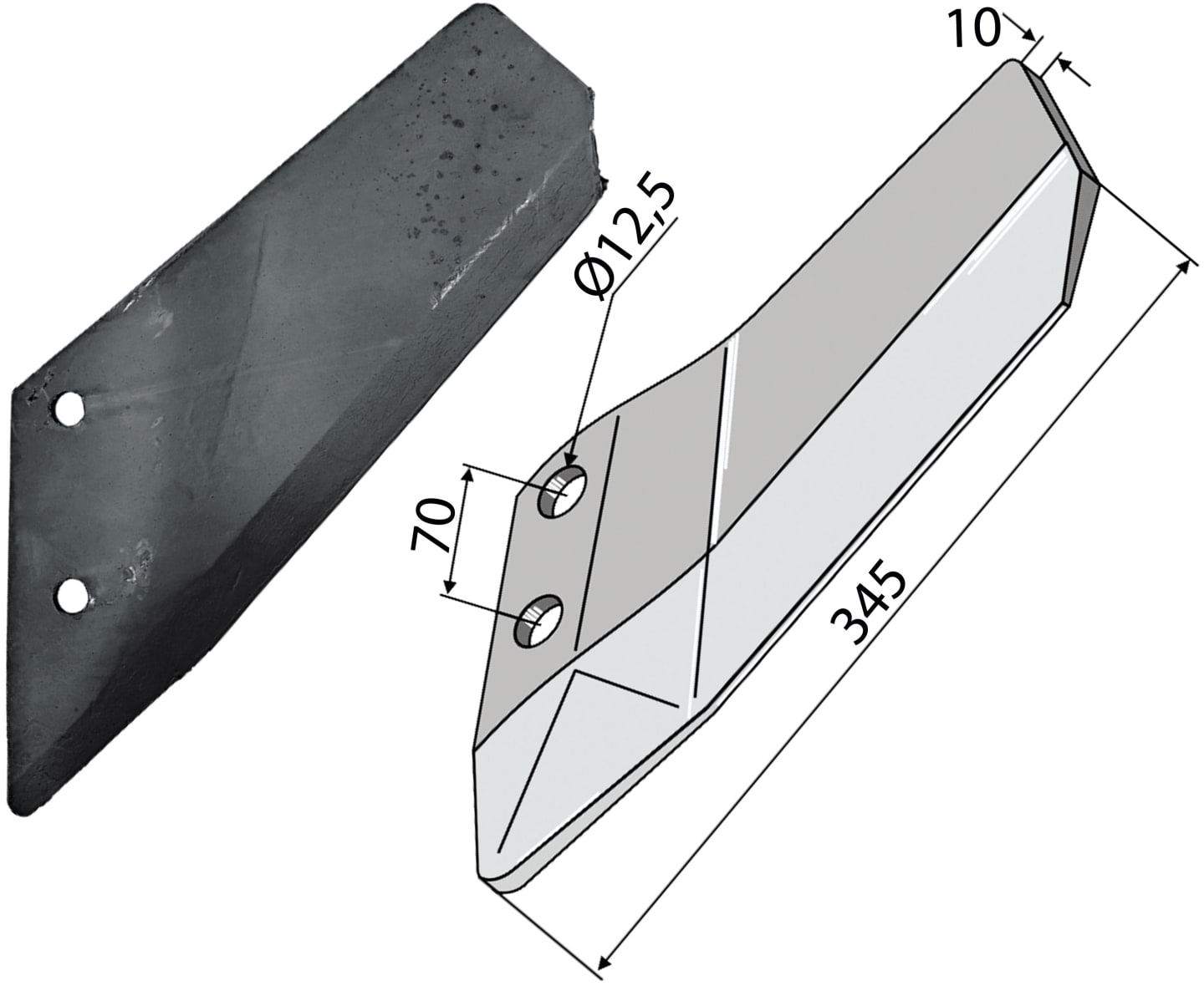Industriehof® Scharflügel links/rechts 345 mm, für Grubber Amazone/BBG Pegasus; Lemken Smaragd