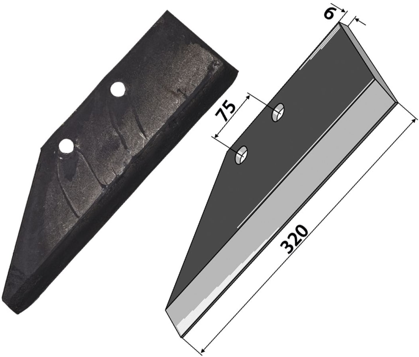 Industriehof® Scharflügel links/rechts 320 mm, für Grubber Kverneland