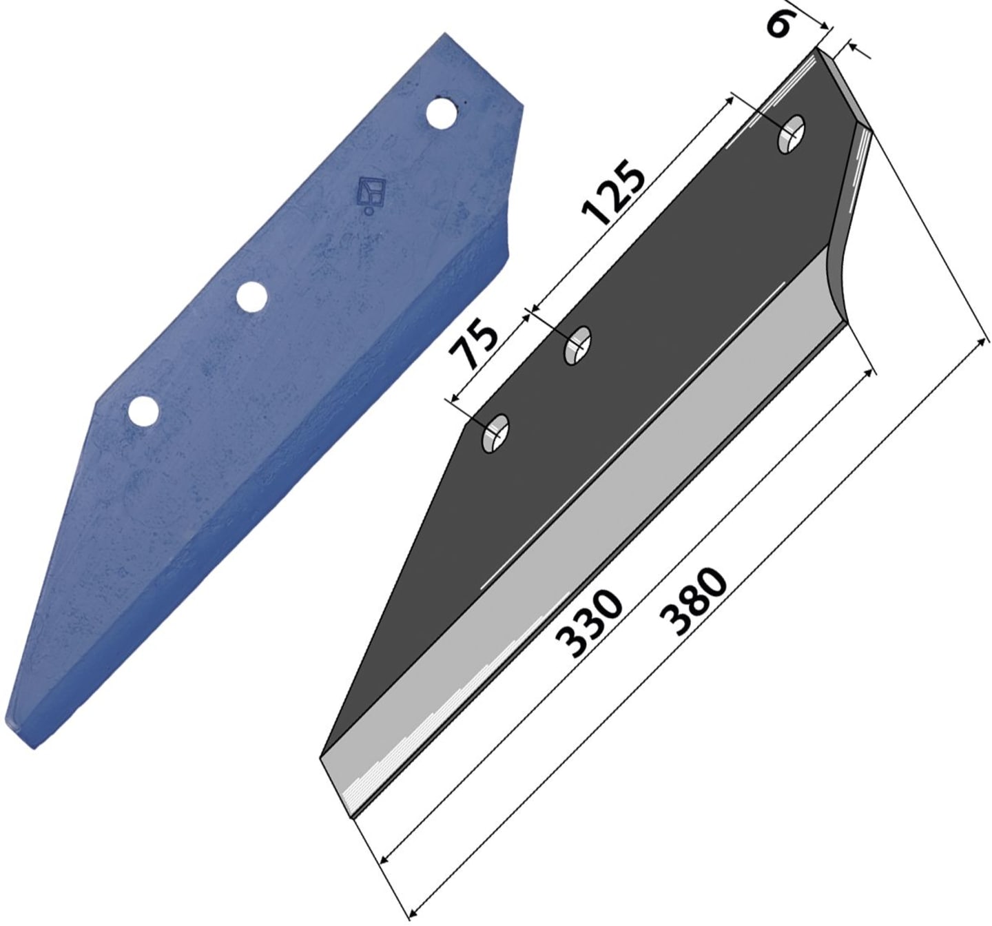 Industriehof® Scharflügel links/rechts 380 mm, für Grubber Kverneland