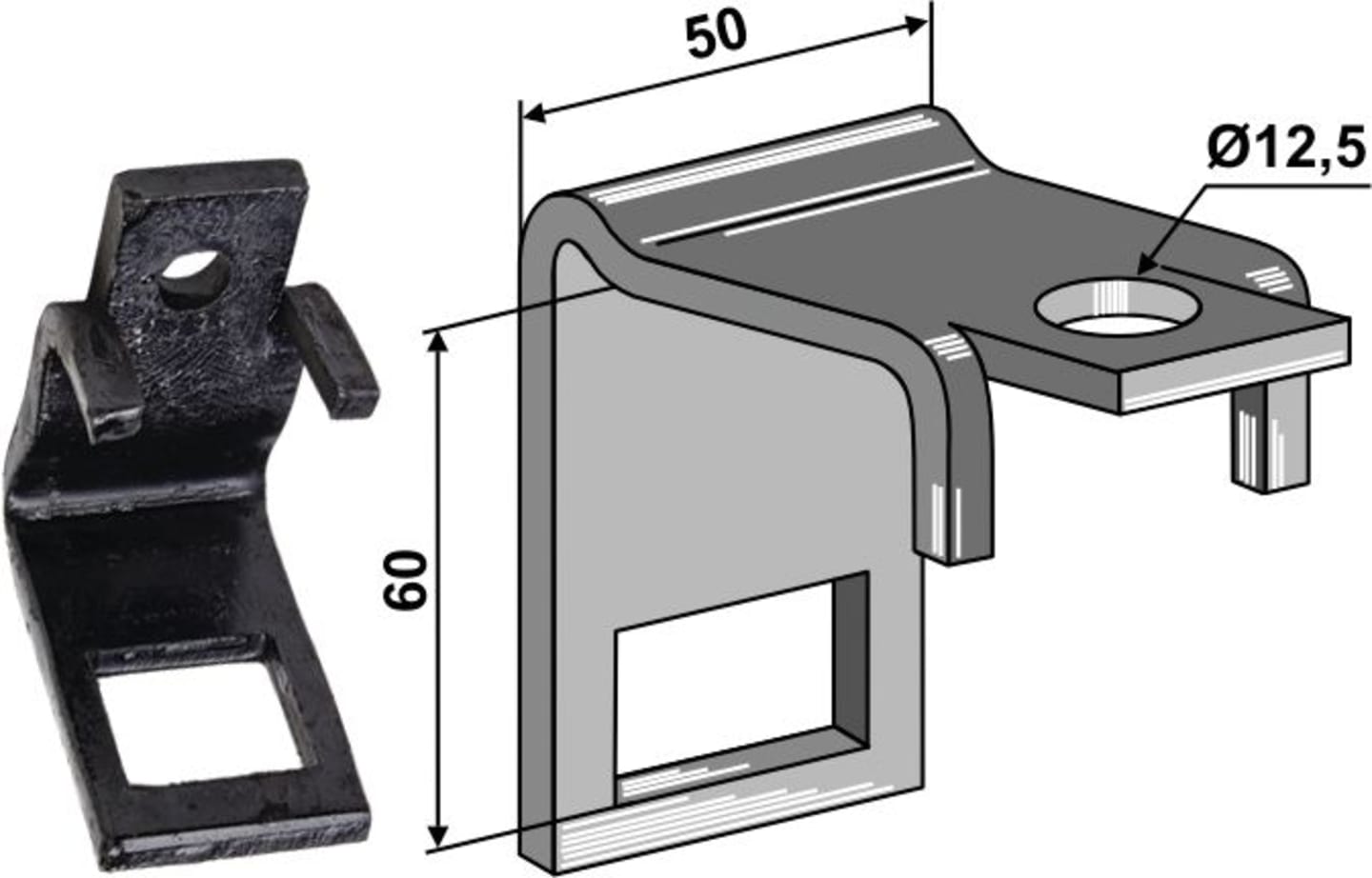Industriehof® Zinkenhalter "B" für Federzinken 32 x 10 mm, Passender Rahmen 50 x 50 mm für universal, 1.HH17-3013