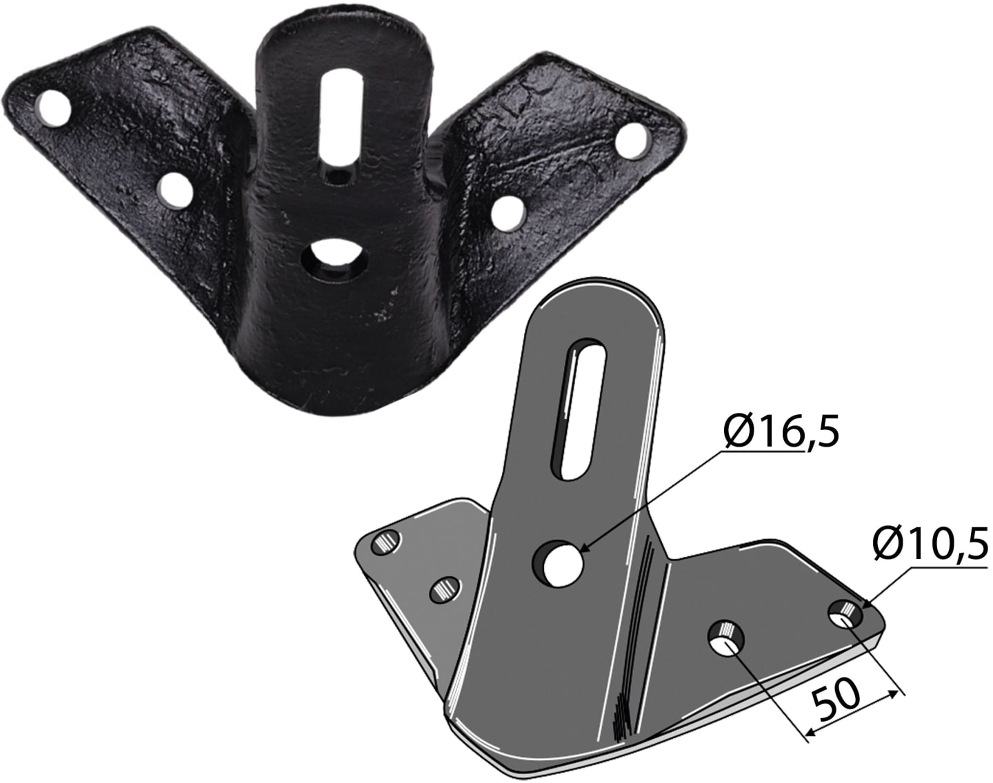 Industriehof® Scharfuß Abstand Bohrungen 45 – 75 mm für Grubber Köckerling, Rau, Vogel & Noot, 101.400-45-3NN
