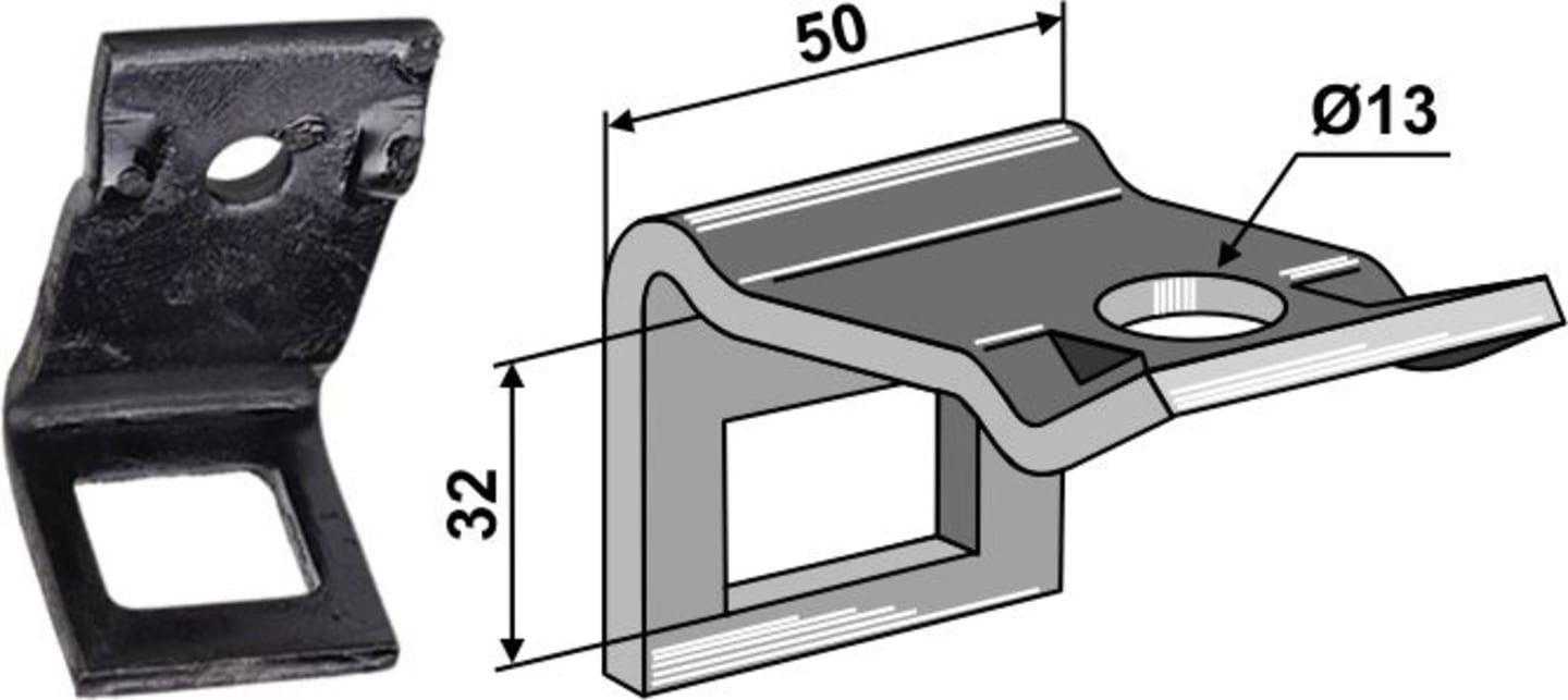Industriehof® Zinkenhalter "D" für Federzinken 32 x 10 mm mit Verstärkungsfeder 32 x 10 mm, Passender Rahmen 50 x 12 mm für universal, 1.HH17-3107
