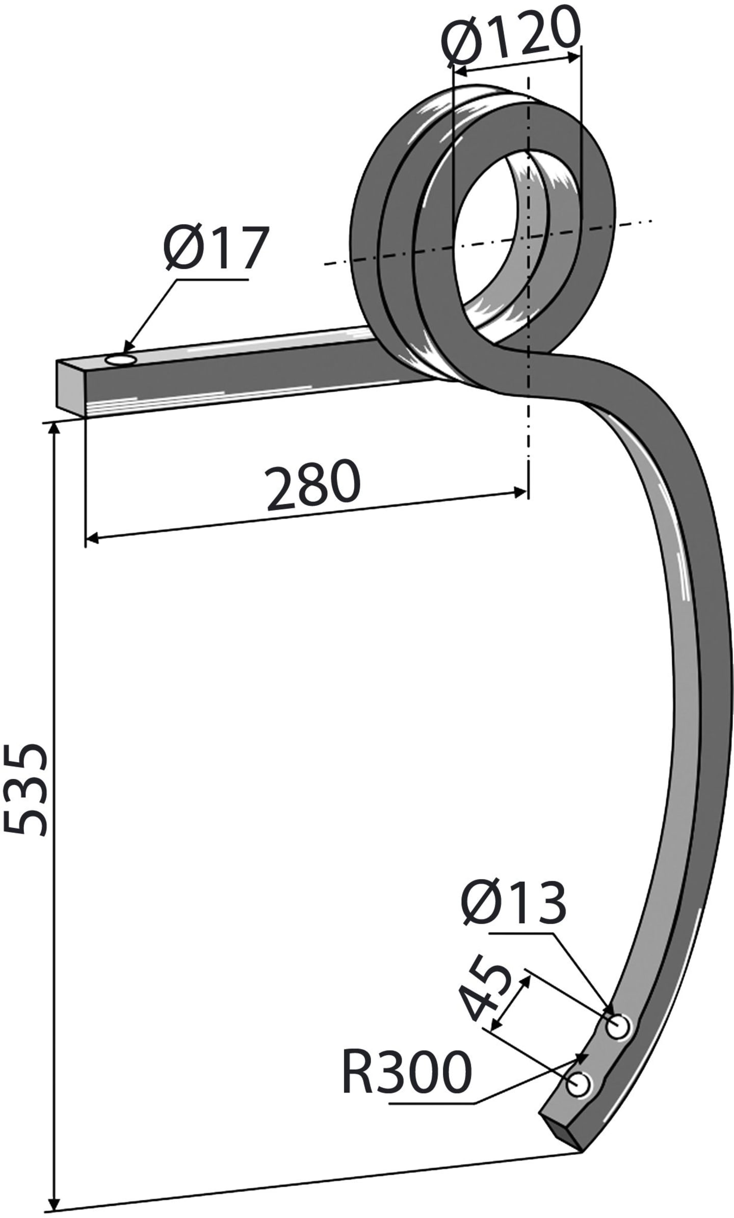 Industriehof® Schwergrubberstiel links/rechts, 535 x 30 x 30 mm, für universal
