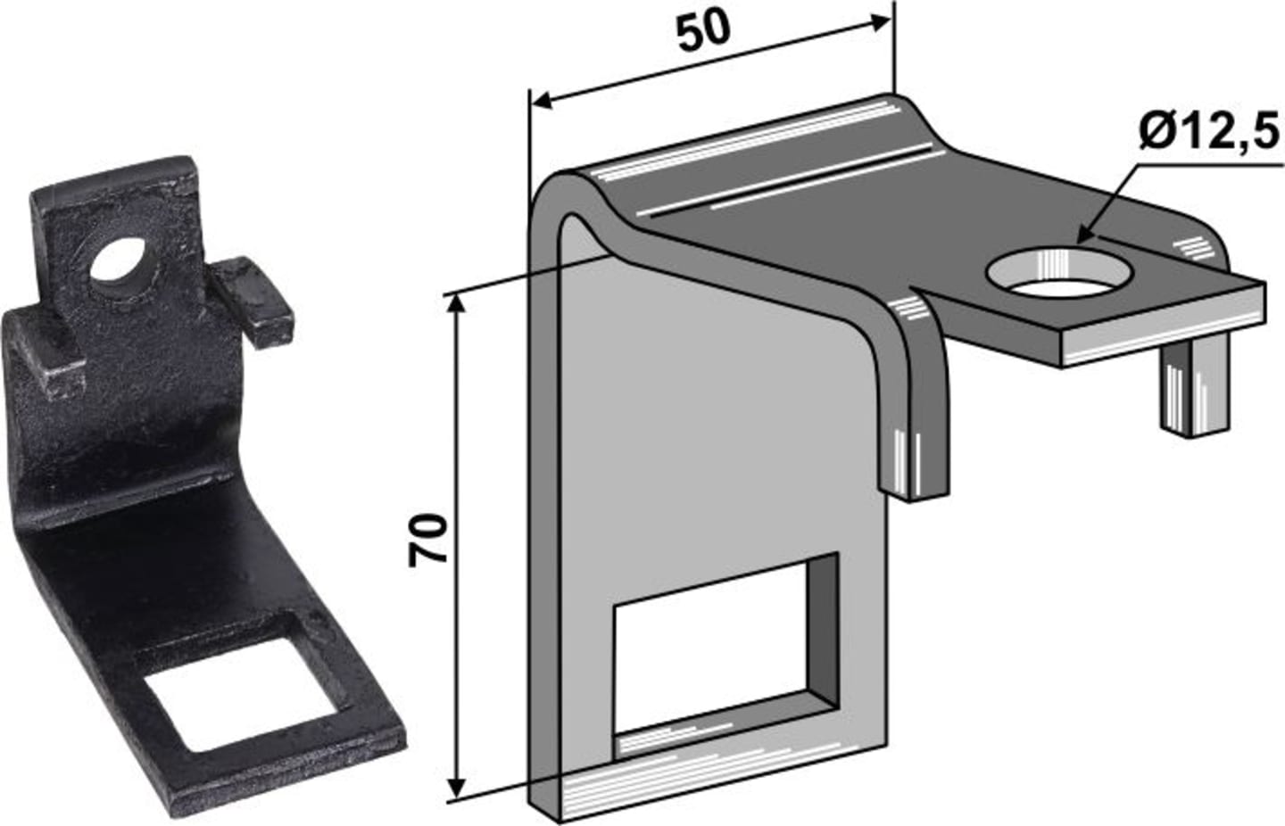 Industriehof® Zinkenhalter "B" für Federzinken 32 x 10 mm mit Verstärkungsfeder 32 x 10 mm, Passender Rahmen 50 x 50 mm für universal, 1.HH17-3017