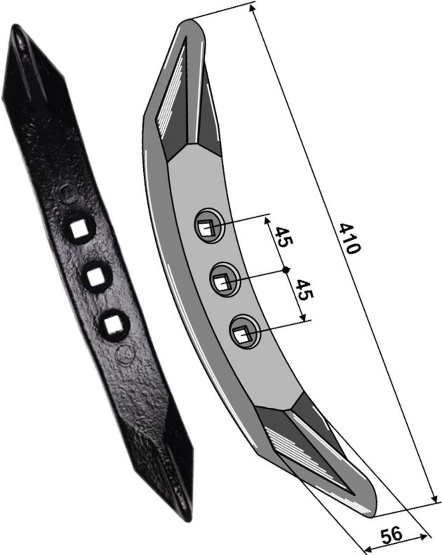 Industriehof® Spitzschar 410 x 56 x 19 mm für Schwergrubberstiele, 101.271