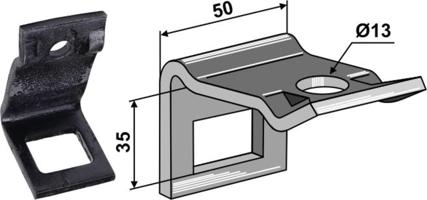 Industriehof® Zinkenhalter "D" für Federzinken 32 x 10 mm mit Verstärkungsfeder 32 x 10 mm, Passender Rahmen 50 x 15 mm für universal, 1.HH17-3109