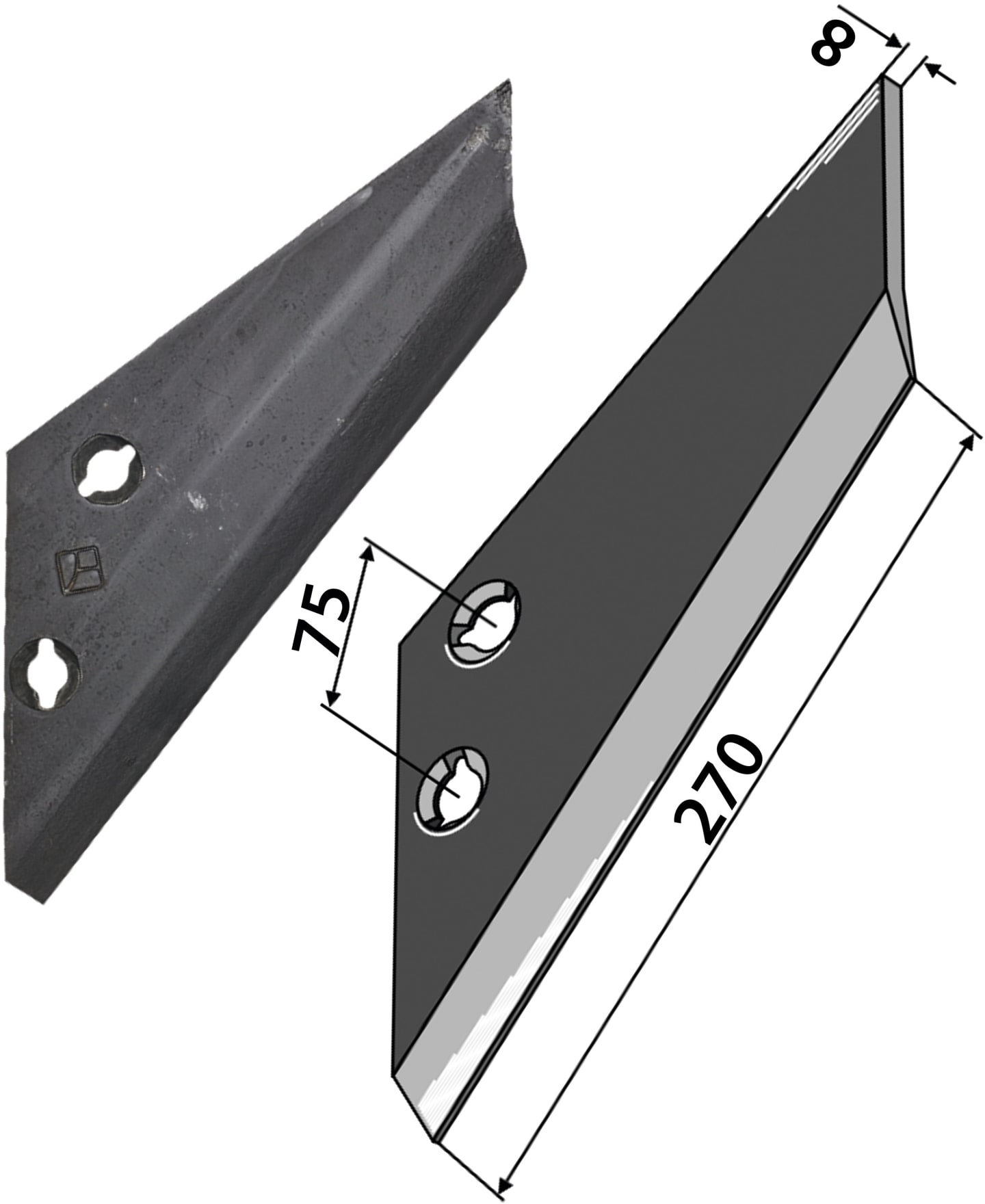 Industriehof® Scharflügel links/rechts 270 mm, für Grubber Landsberg, Pöttinger