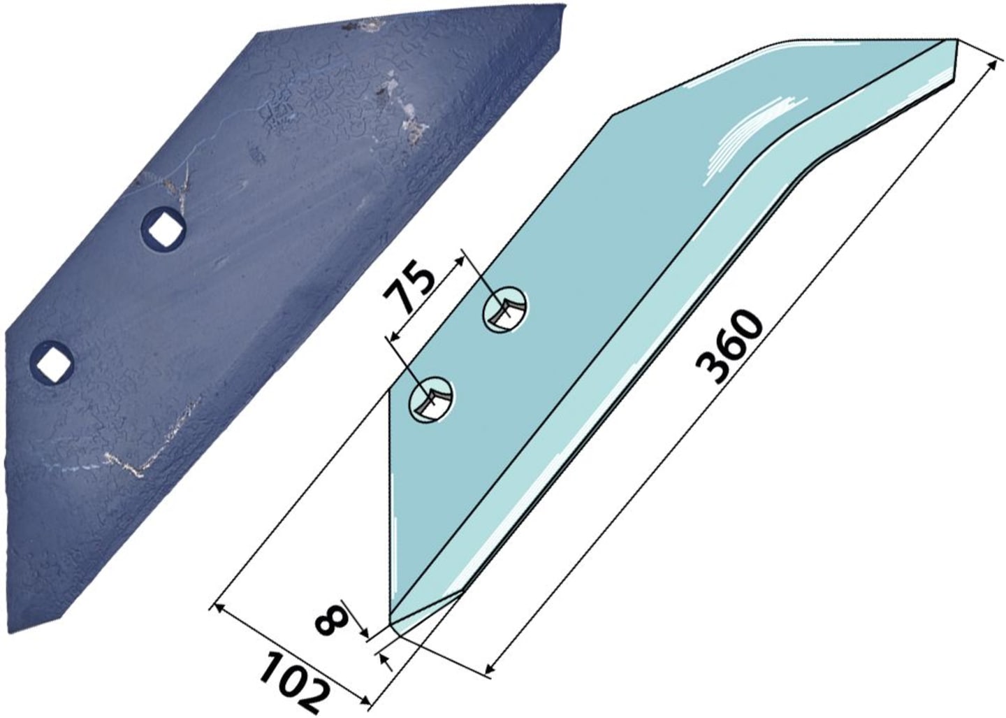 Industriehof® Scharflügel links/rechts 360 mm, für Grubber Rabe