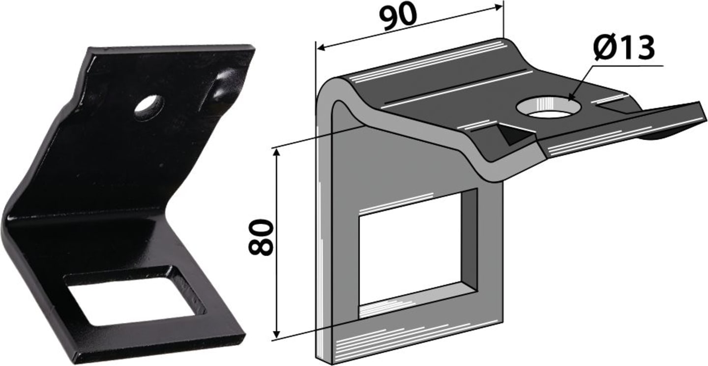 Industriehof® Zinkenhalter "D" für Federzinken 60 x 12 mm mit Verstärkungsfeder 60 x 10 mm, Passender Rahmen 60 x 60 mm für universal, 1.HH17-3945