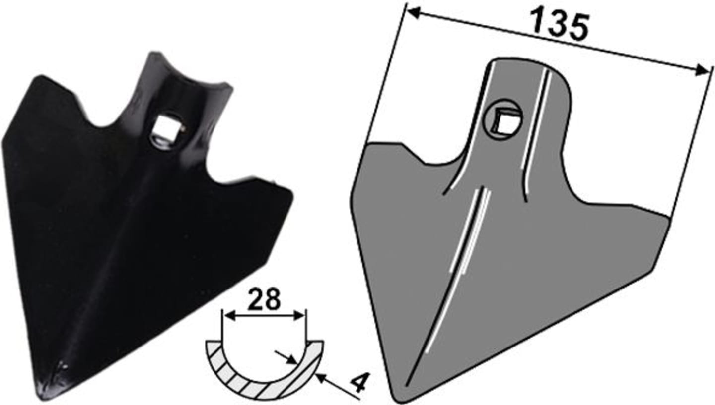 Industriehof® Hackschar, Arbeitsbreite 135 mm, Stärke 4 mm für Kongskilde, 1.01019785