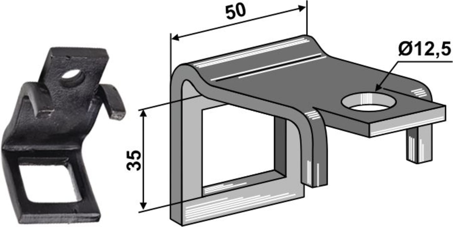 Industriehof® Zinkenhalter "B" für Federzinken 32 x 12 mm mit Verstärkungsfeder 32 x 10 mm, Passender Rahmen 50 x 12 mm für universal, 1.HH17-3009