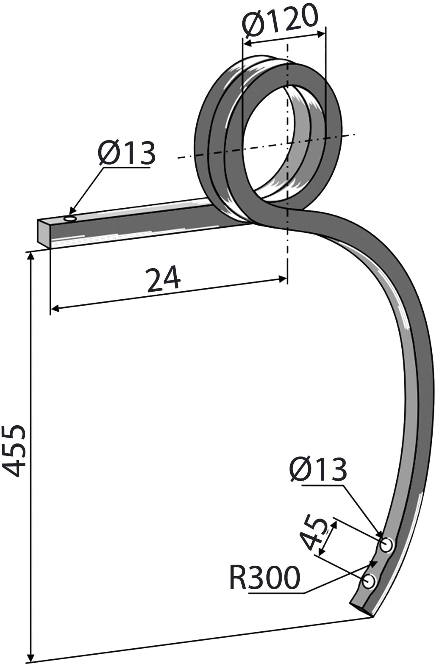 Industriehof® Schwergrubberstiel links/rechts, 455 x 25 x 25 mm, für universal