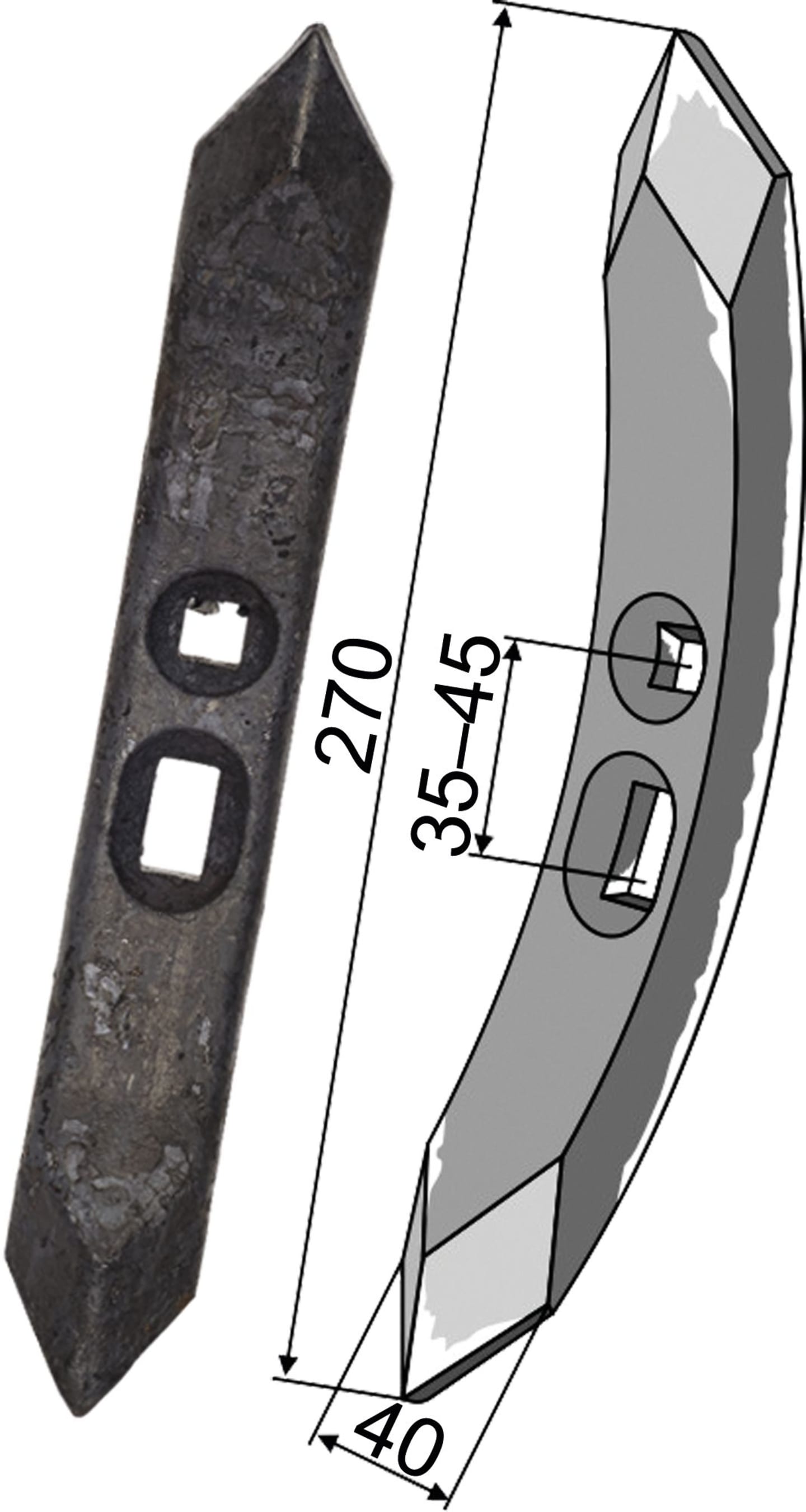 Industriehof® Spitzschar 270 x 40 x 15 mm für Rabe, Väderstad, 101.1166