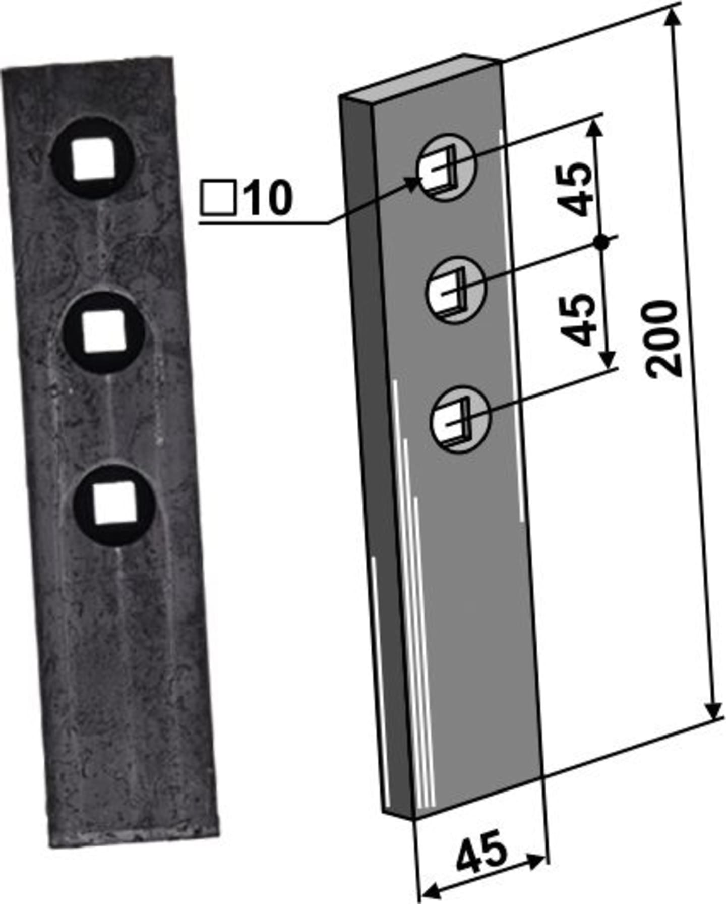 Industriehof® Verschleißteil gerade 200 x 45 x 10 mm für Väderstad, 10.1045-1